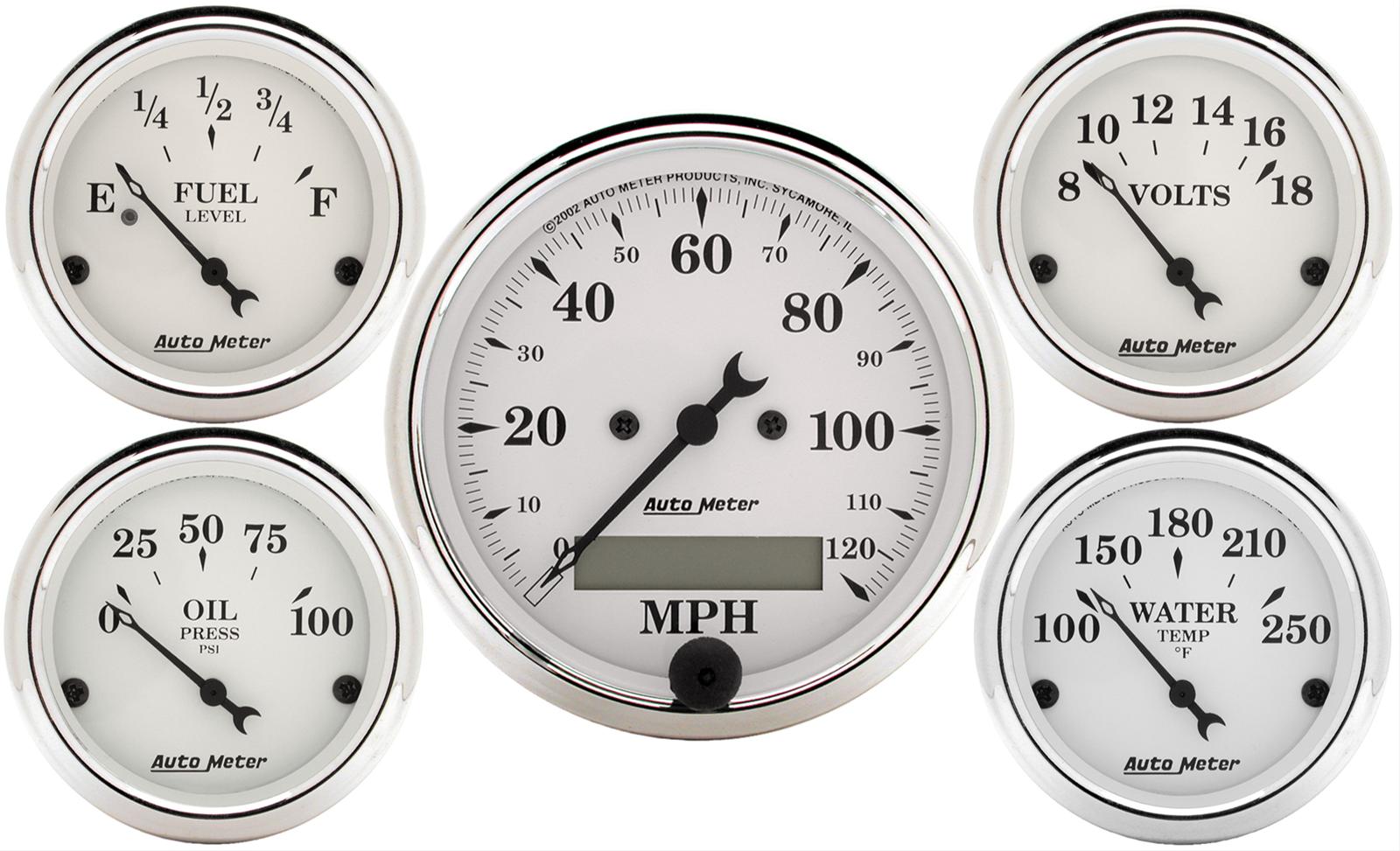 AutoMeter Old Tyme White Series Analog Gauge Kits 1602-M