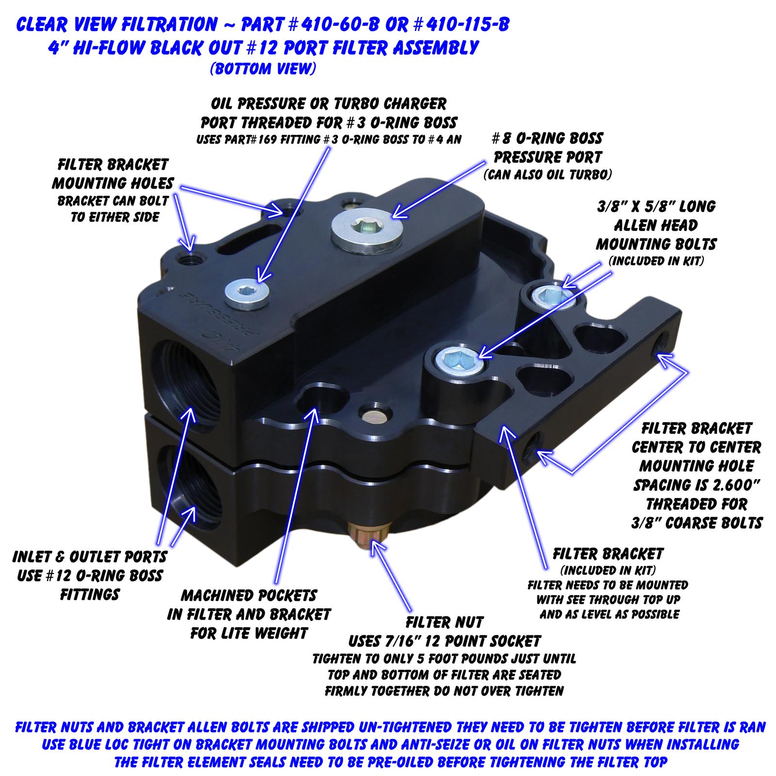 Clear View Filtration See Through Oil Filters 410-60-B