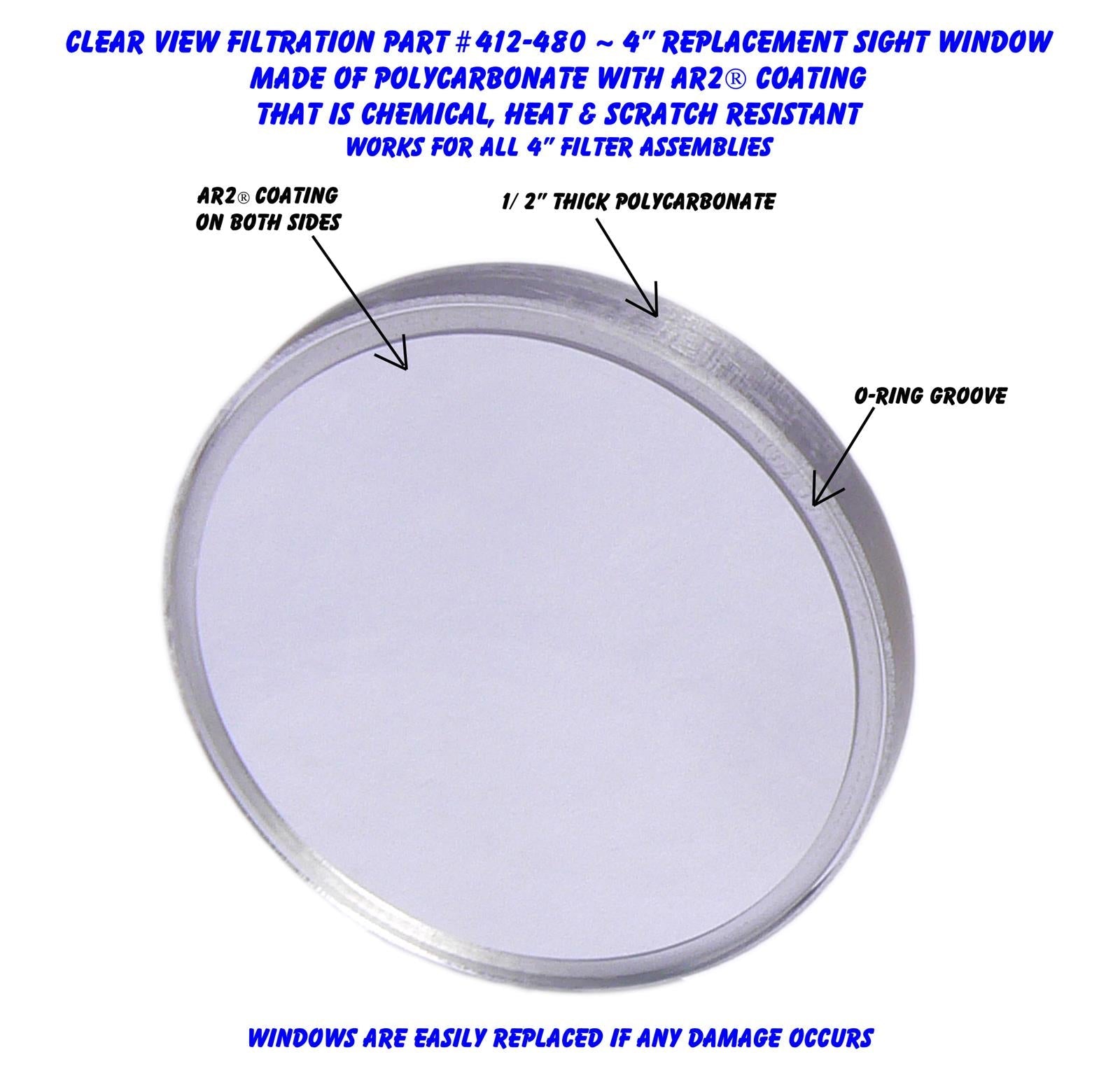 Clear View Filtration See Through Oil Filter Sight Windows 412-480