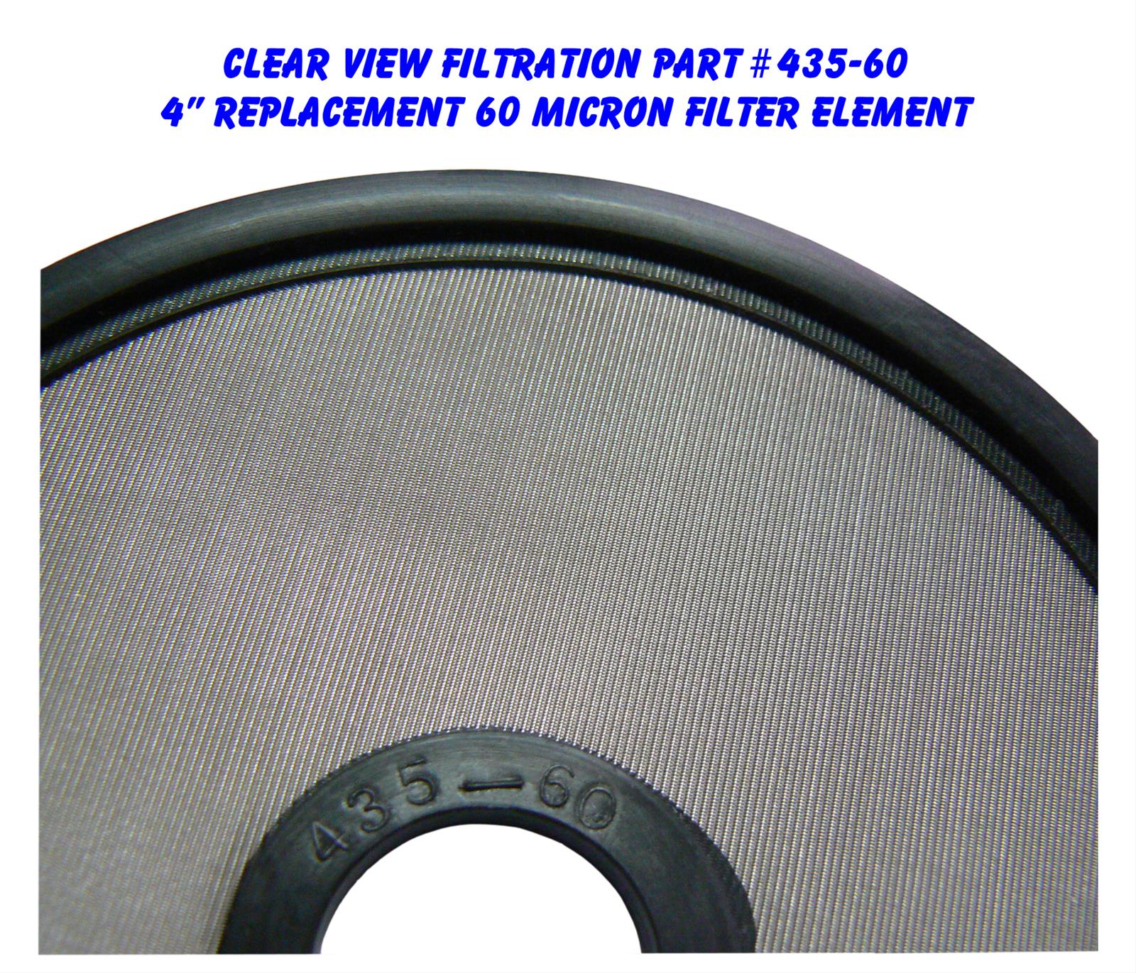 Clear View Filtration See Through Oil Filter Elements 435-60