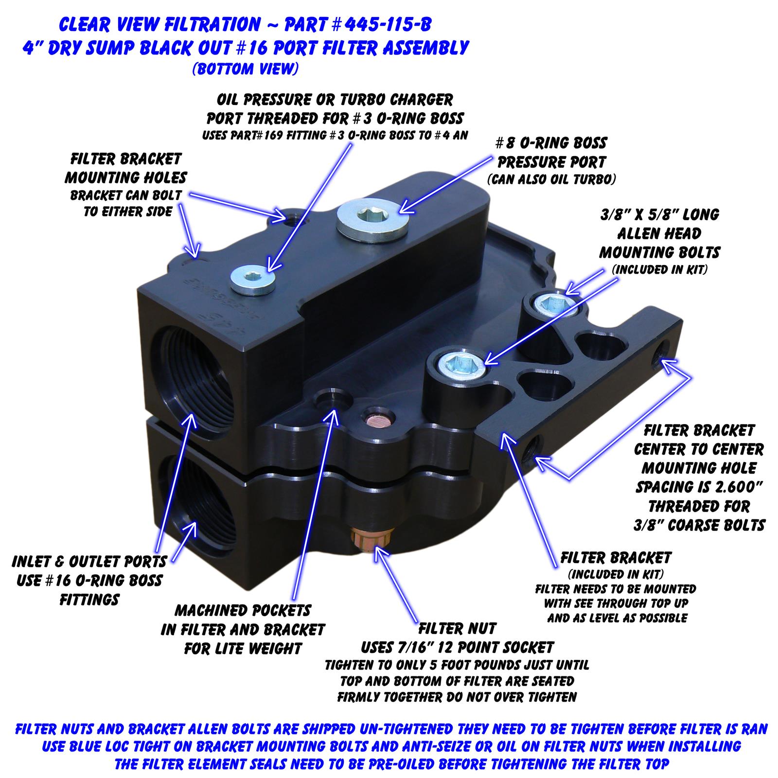 Clear View Filtration See Through Oil Filters 445-115-B