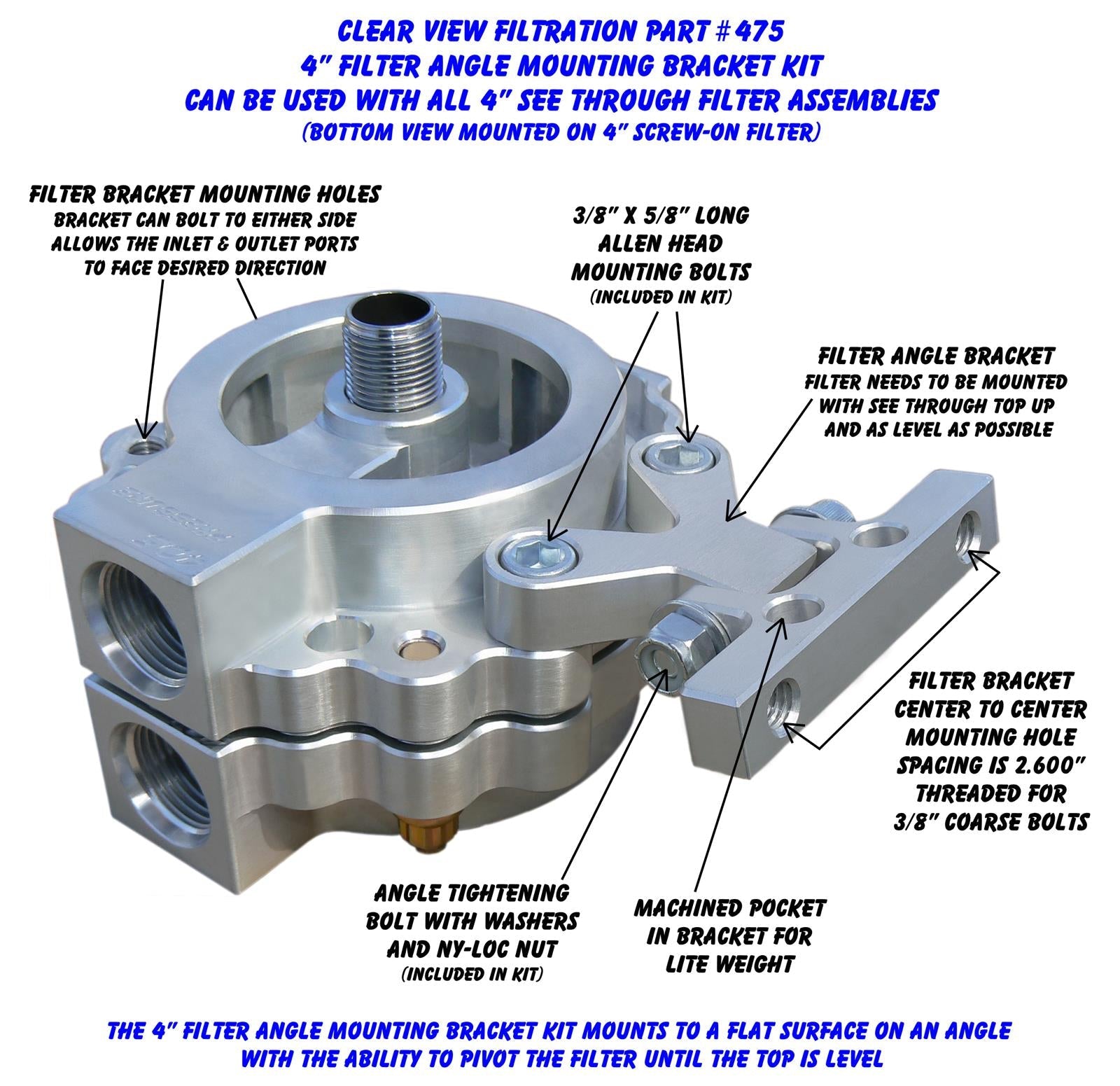Clear View Filtration See Through Oil Filter Brackets 475