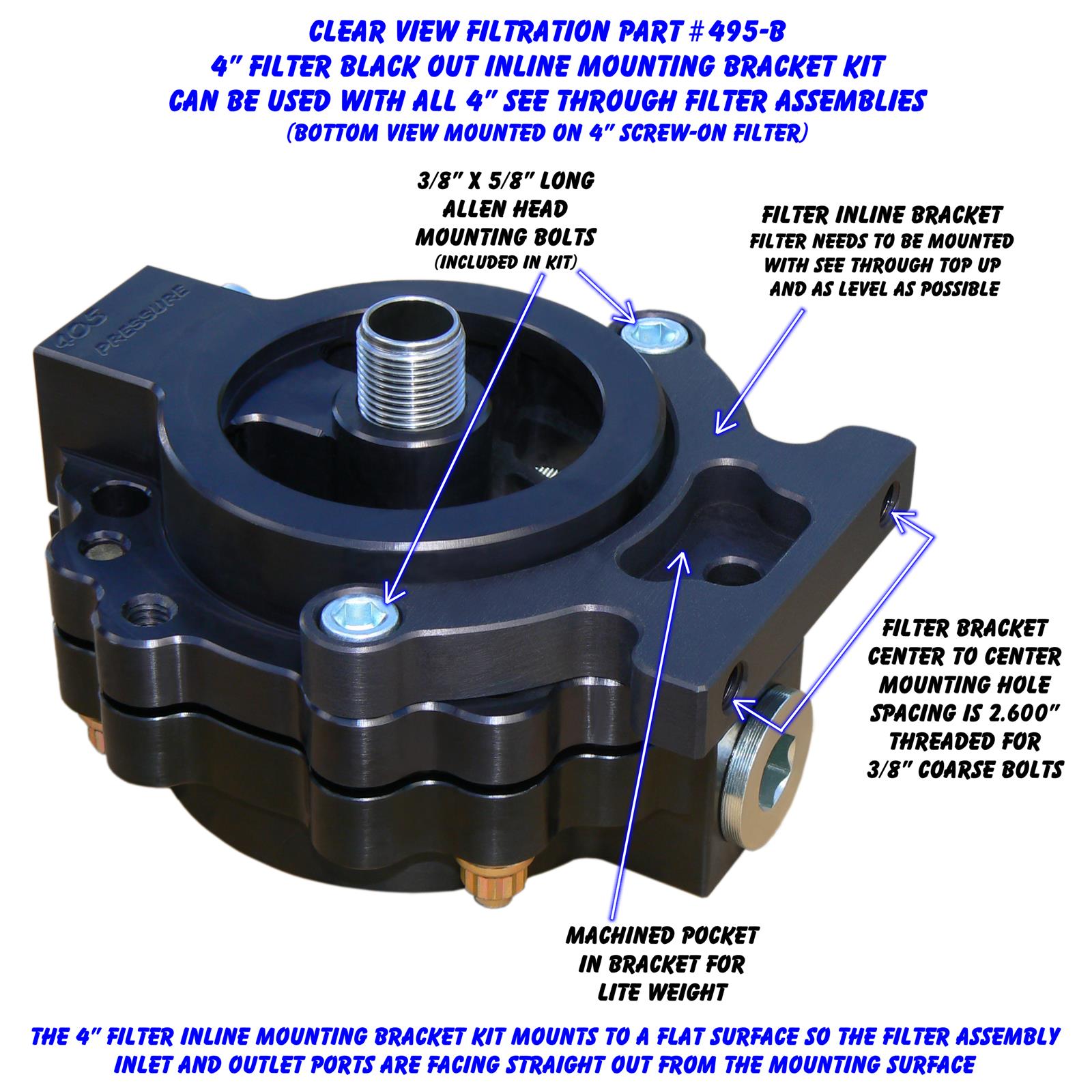 Clear View Filtration See Through Oil Filter Brackets 495-B