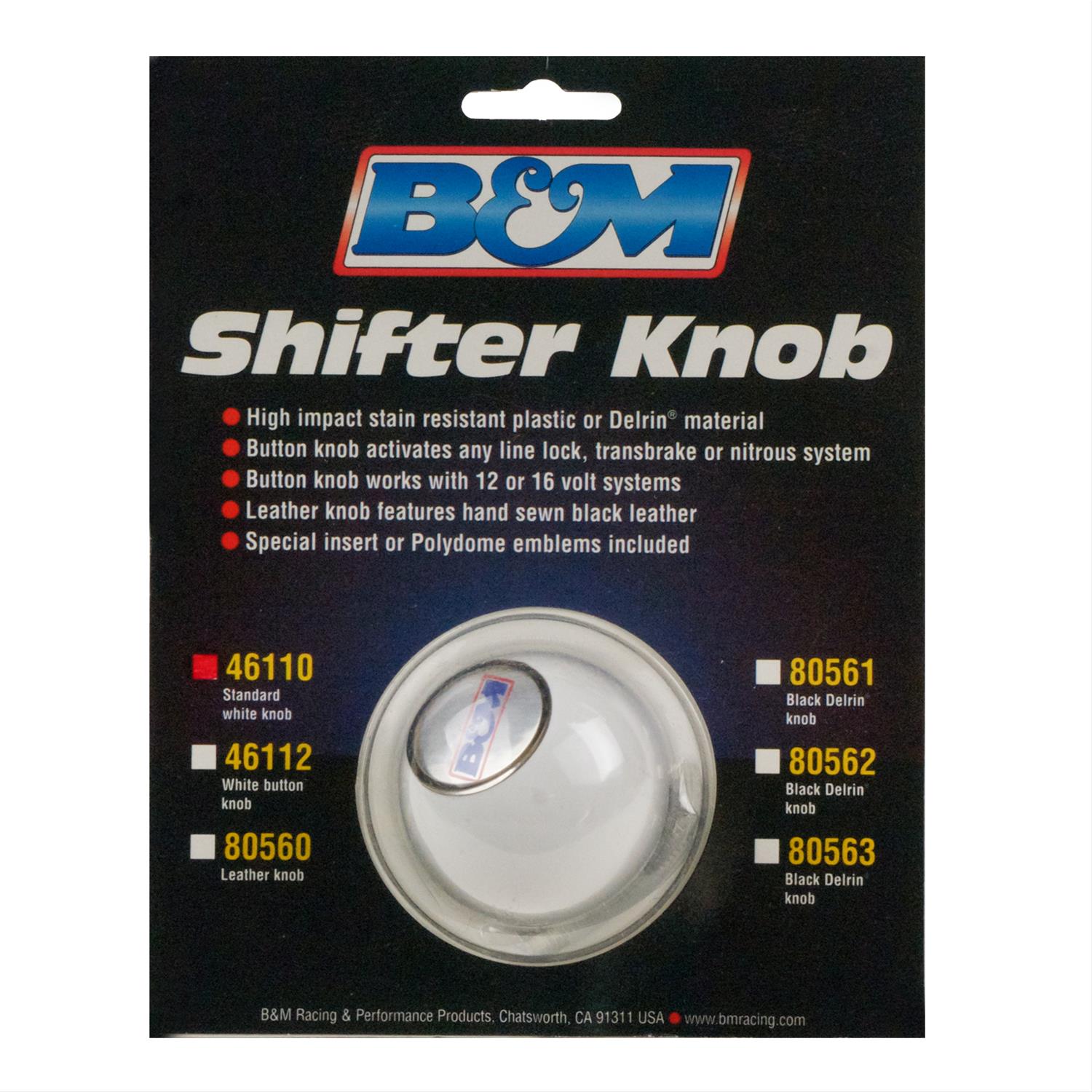 B&M White Shifter Knobs 46110
