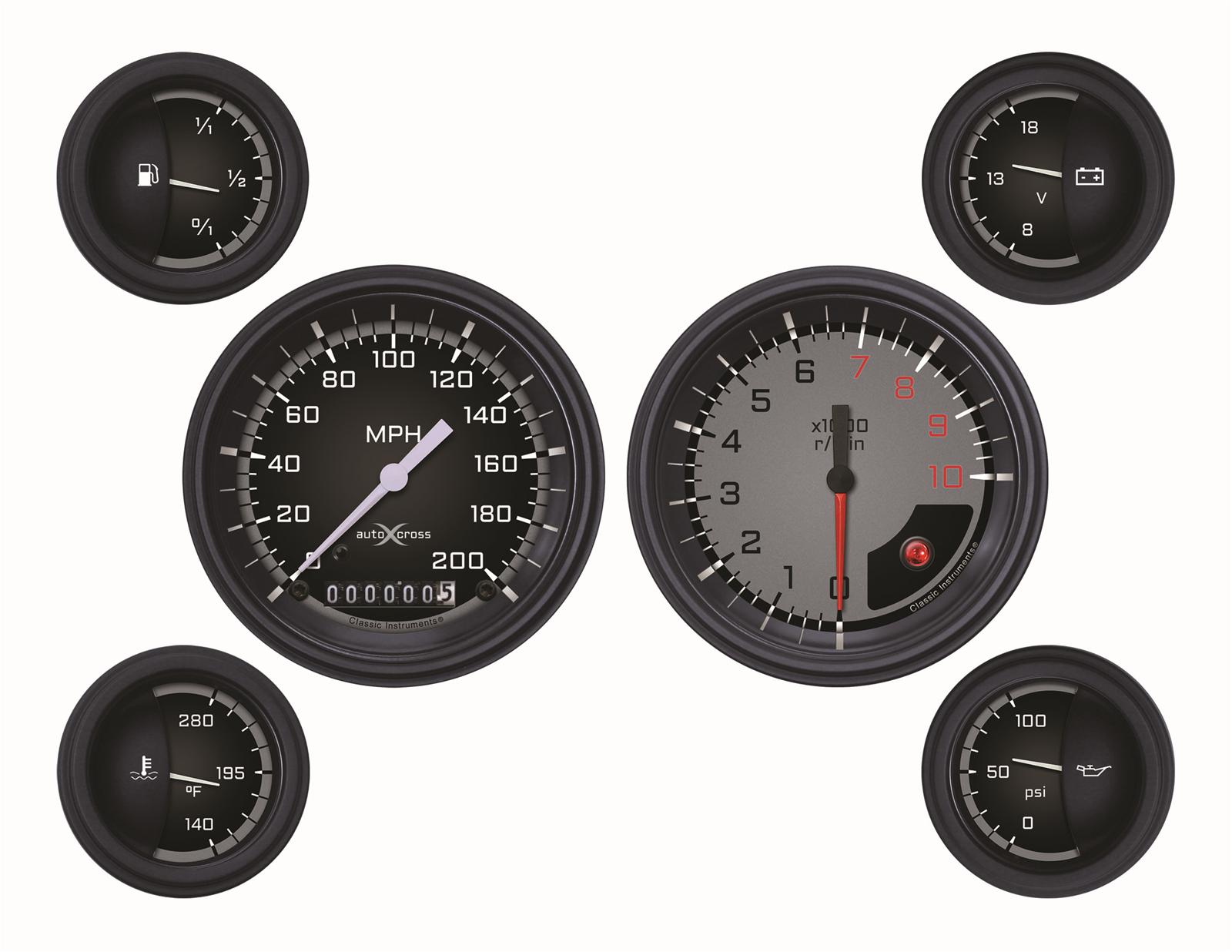 Classic Instruments Auto Cross Gray Series Gauge Sets AX01GBLF