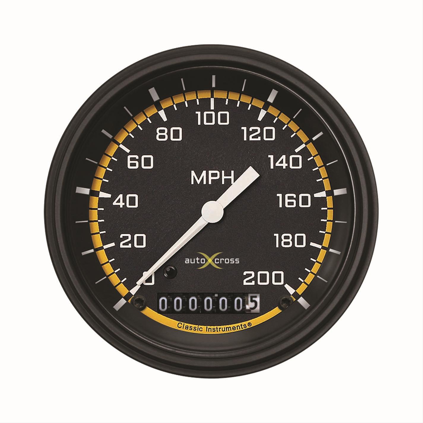 Classic Instruments Auto Cross Yellow Series Speedometers AX57YBLF