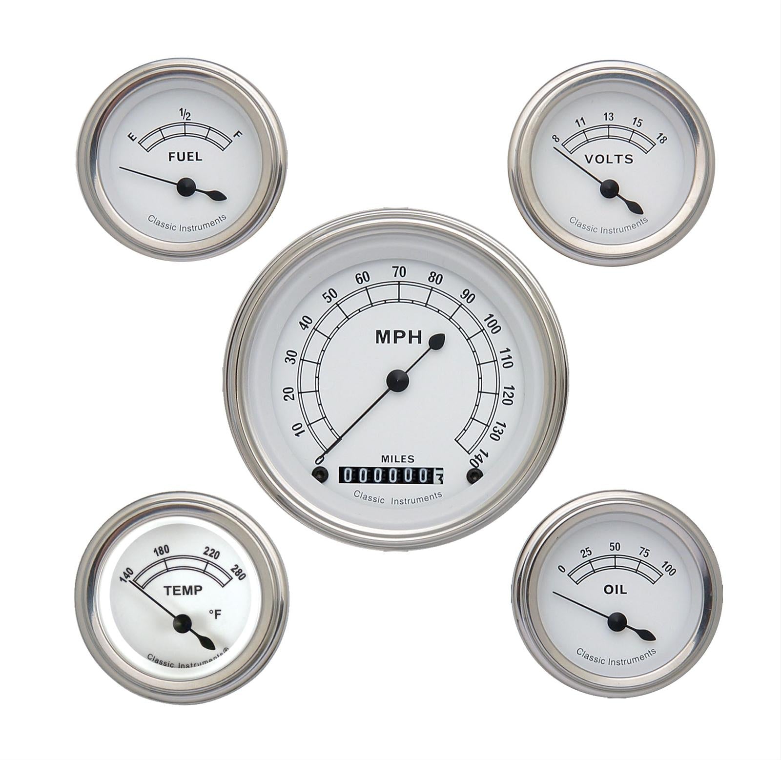 Classic Instruments Classic White Series Gauge Sets CW00SLC