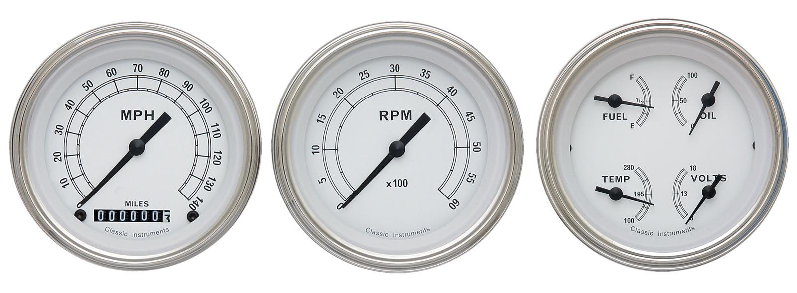 Classic Instruments Classic White Series Gauge Sets CW03SLC