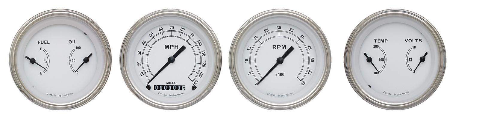 Classic Instruments Classic White Series Gauge Sets CW05SLF