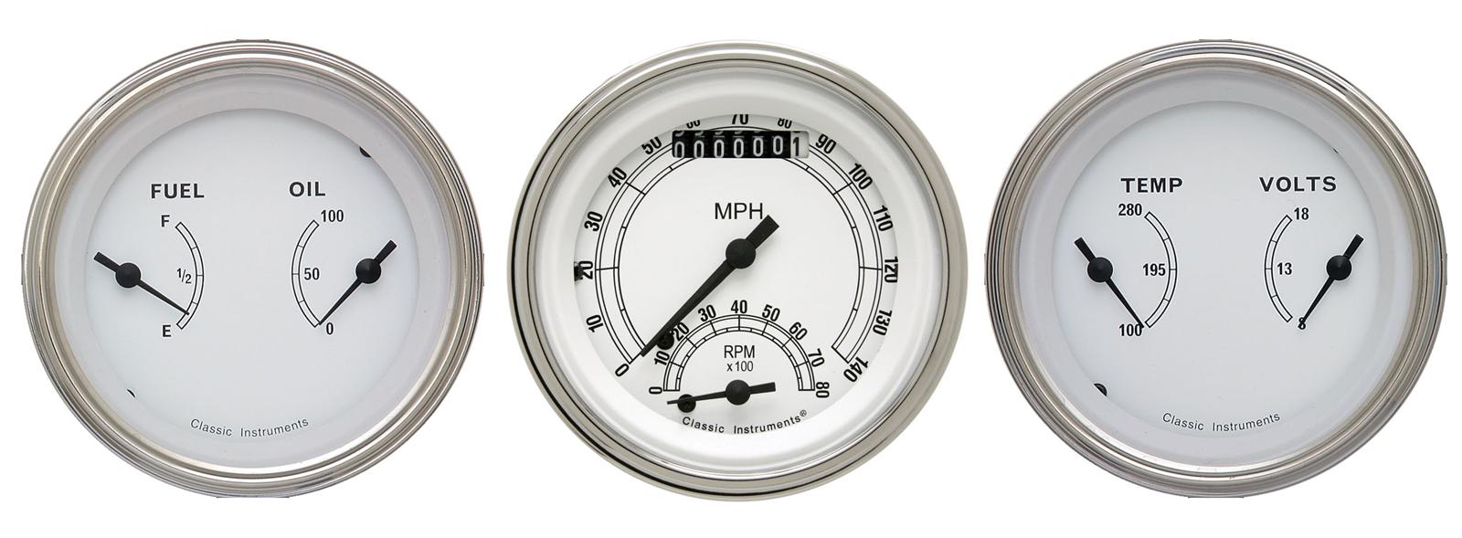 Classic Instruments Classic White Series Gauge Sets CW34SLC