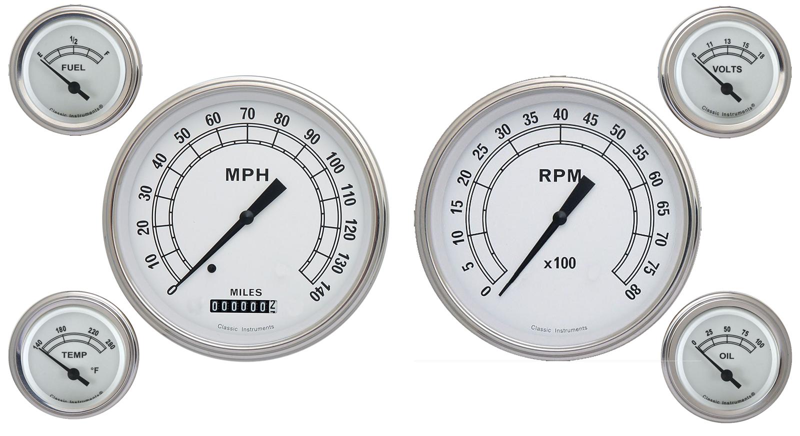 Classic Instruments Classic White Series Gauge Sets CW51SLC