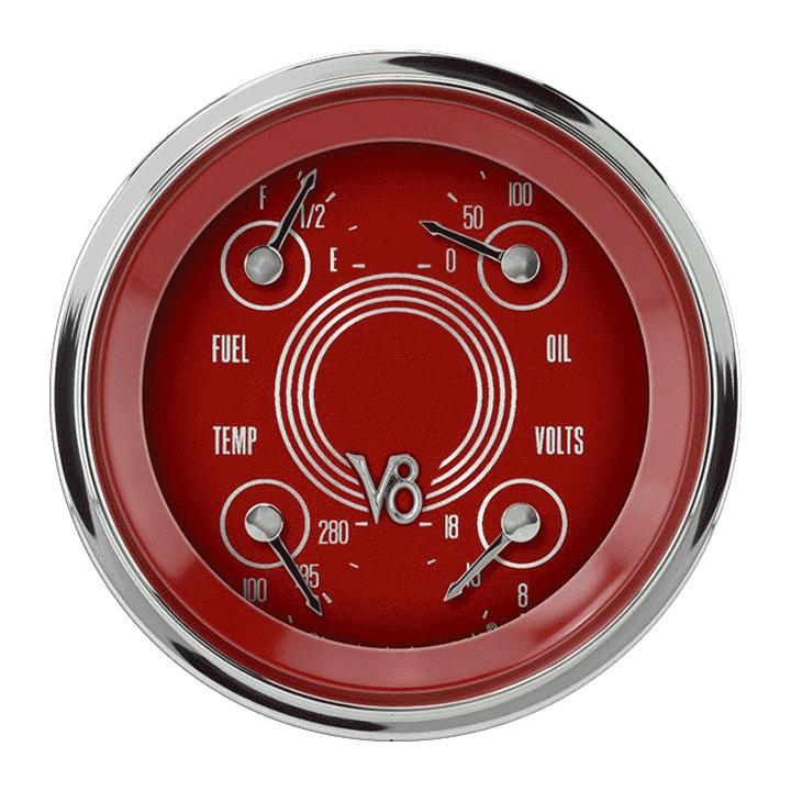 Classic Instruments V8 Red Steelie Series Gauge Sets V8RS73SHC