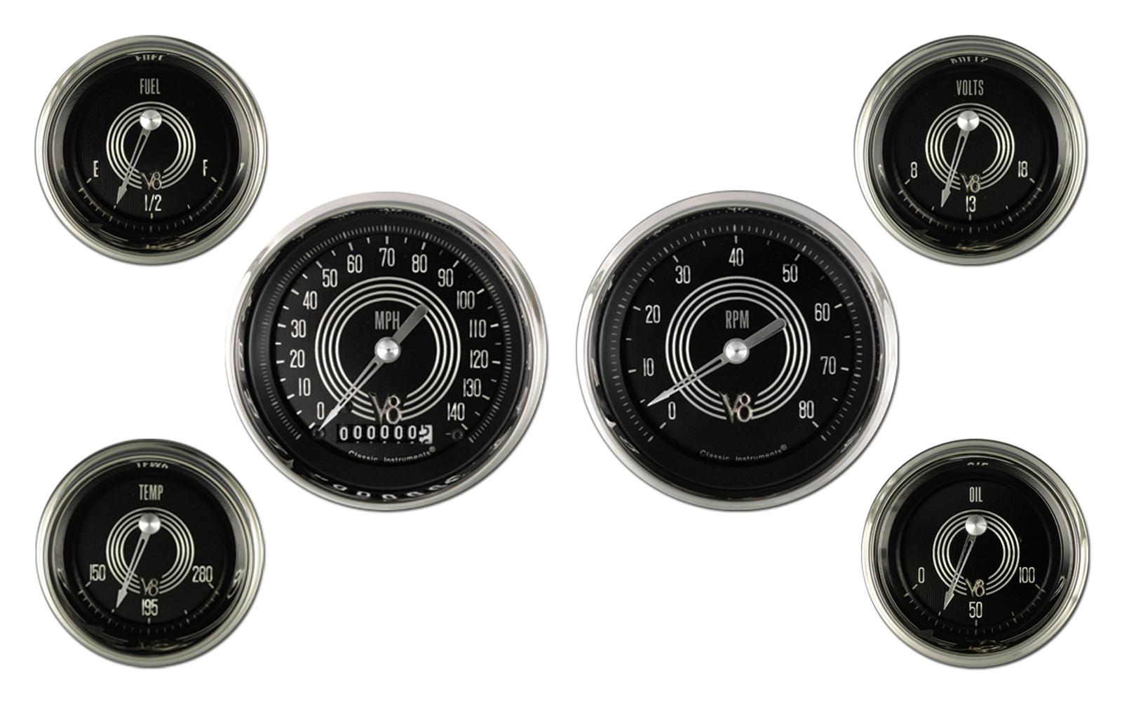 Classic Instruments V8 Speedster Series Gauges V8SR01SHC