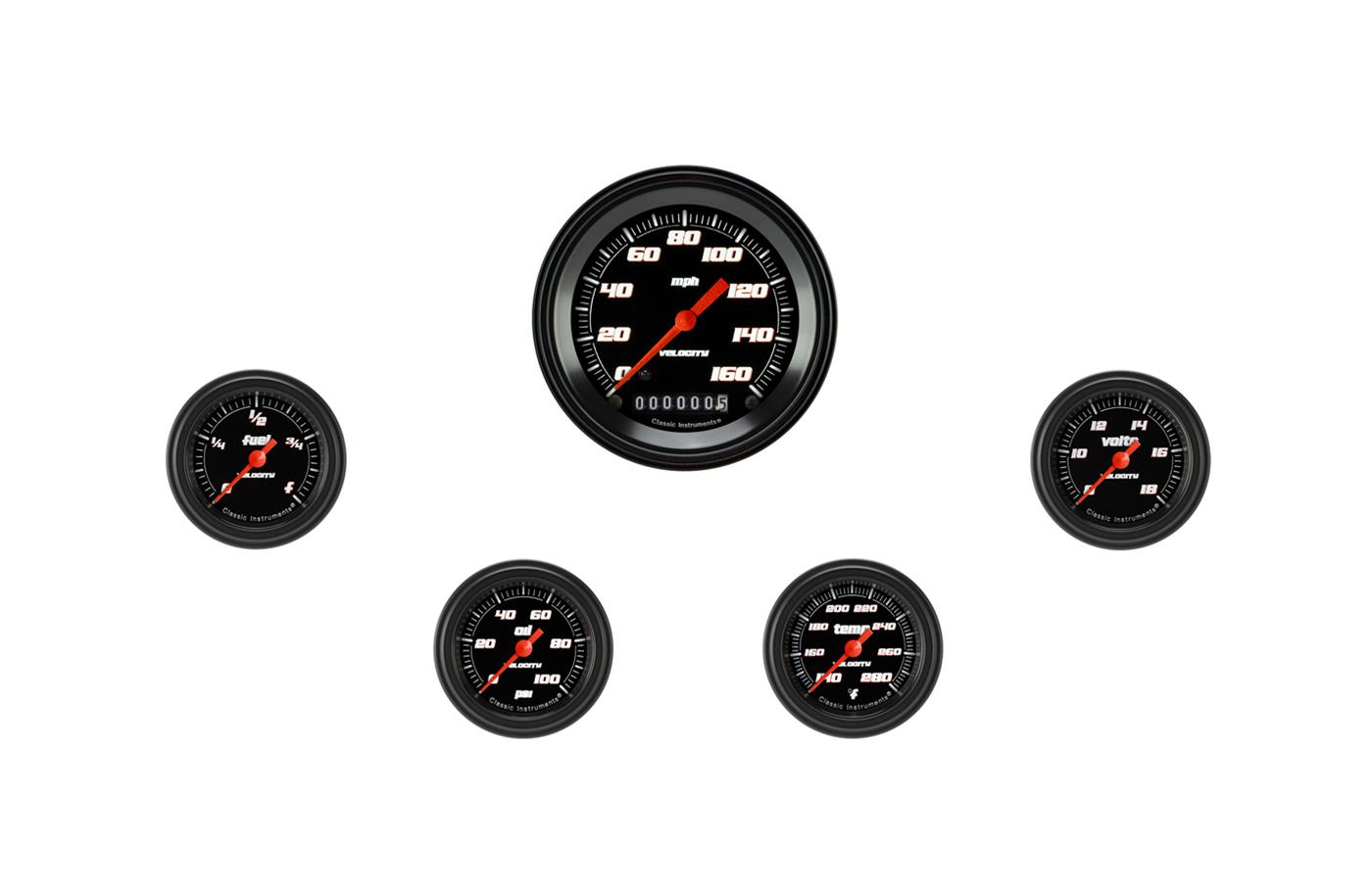 Classic Instruments Velocity Black Series Gauge Sets VS100BBLF
