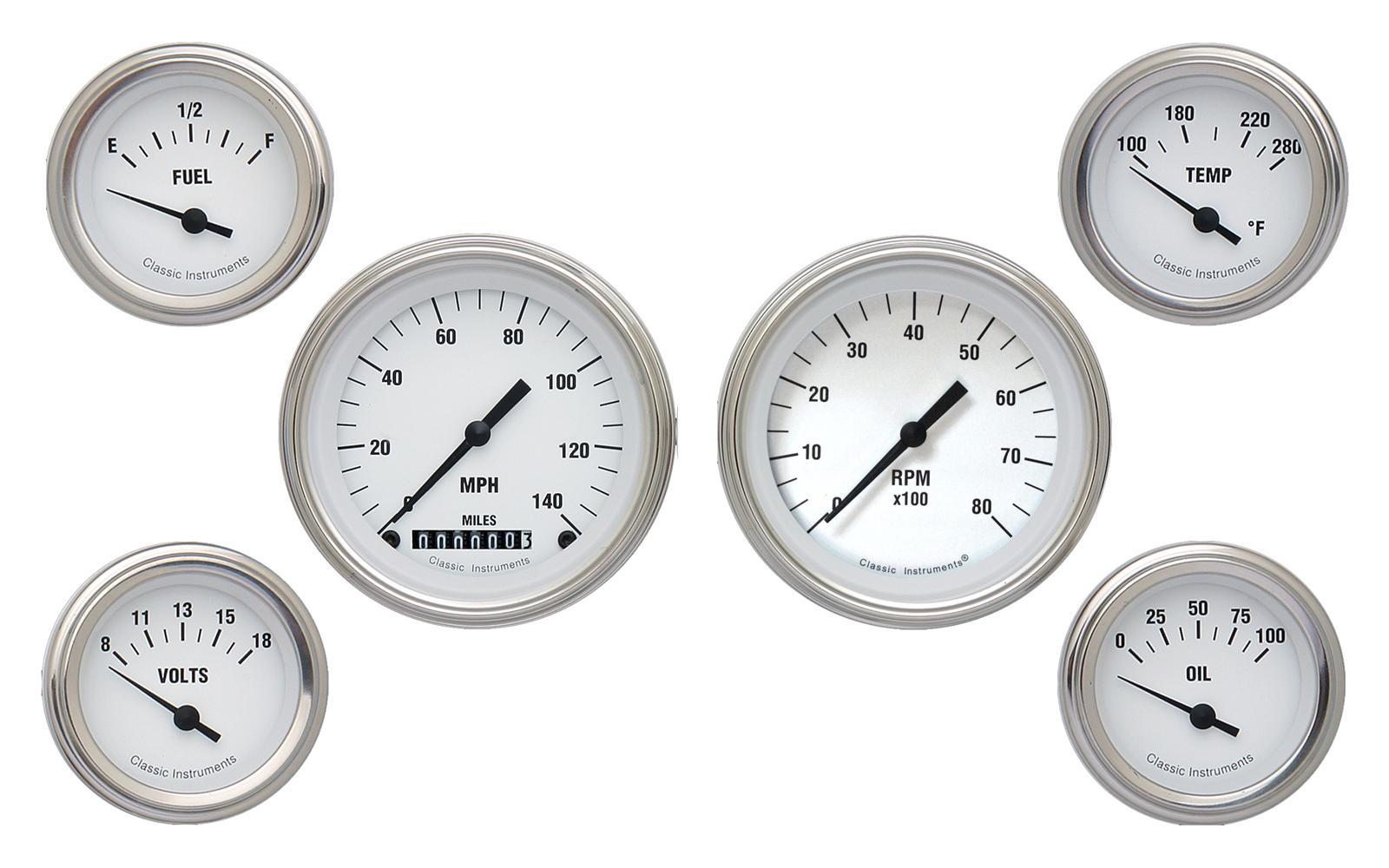Classic Instruments White Hot Series Gauge Sets WH01SLC