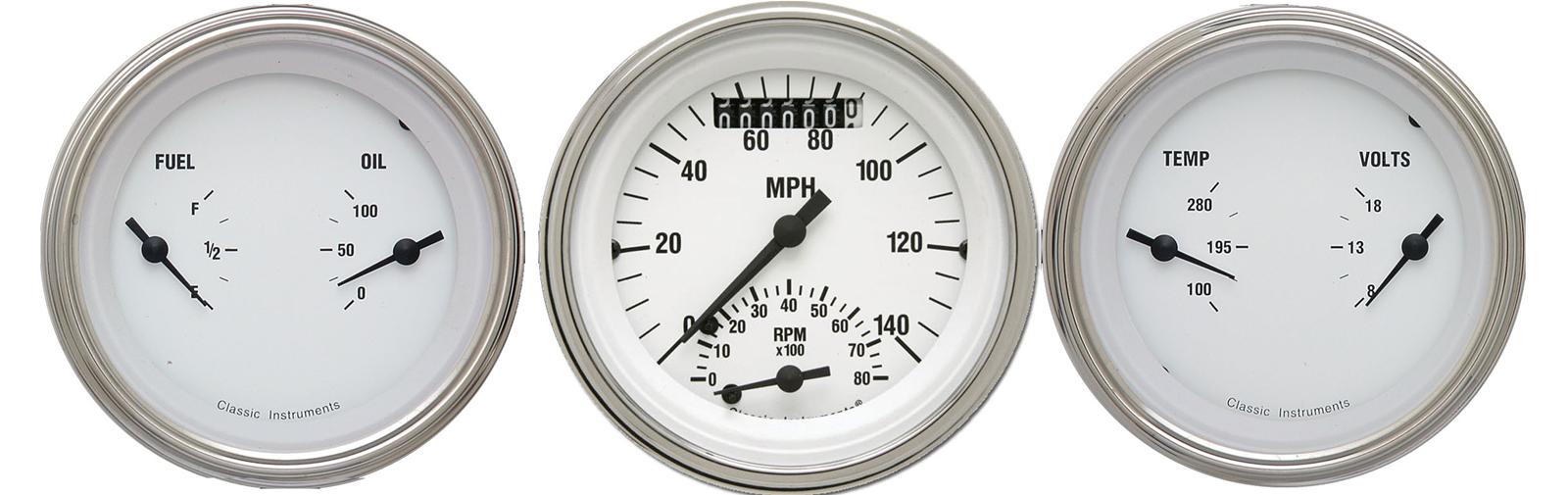 Classic Instruments White Hot Series Gauge Sets WH34SLF