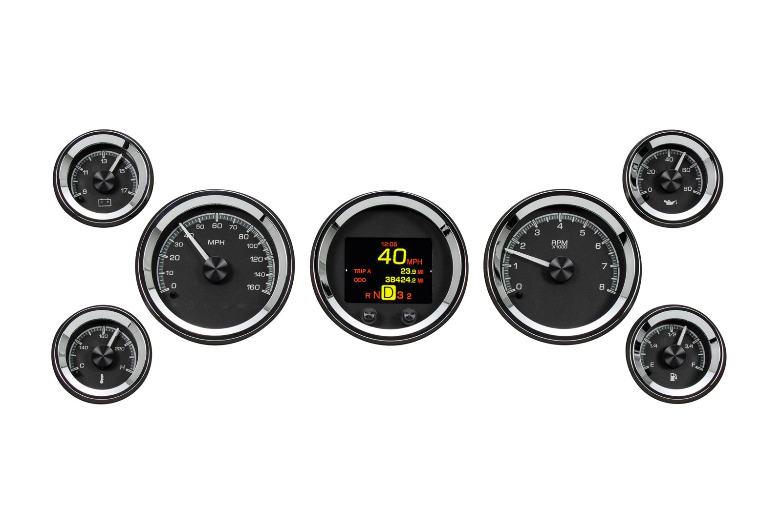 Dakota Digital HDX Series Universal Round Analog Gauge Kits HDX-2070-K