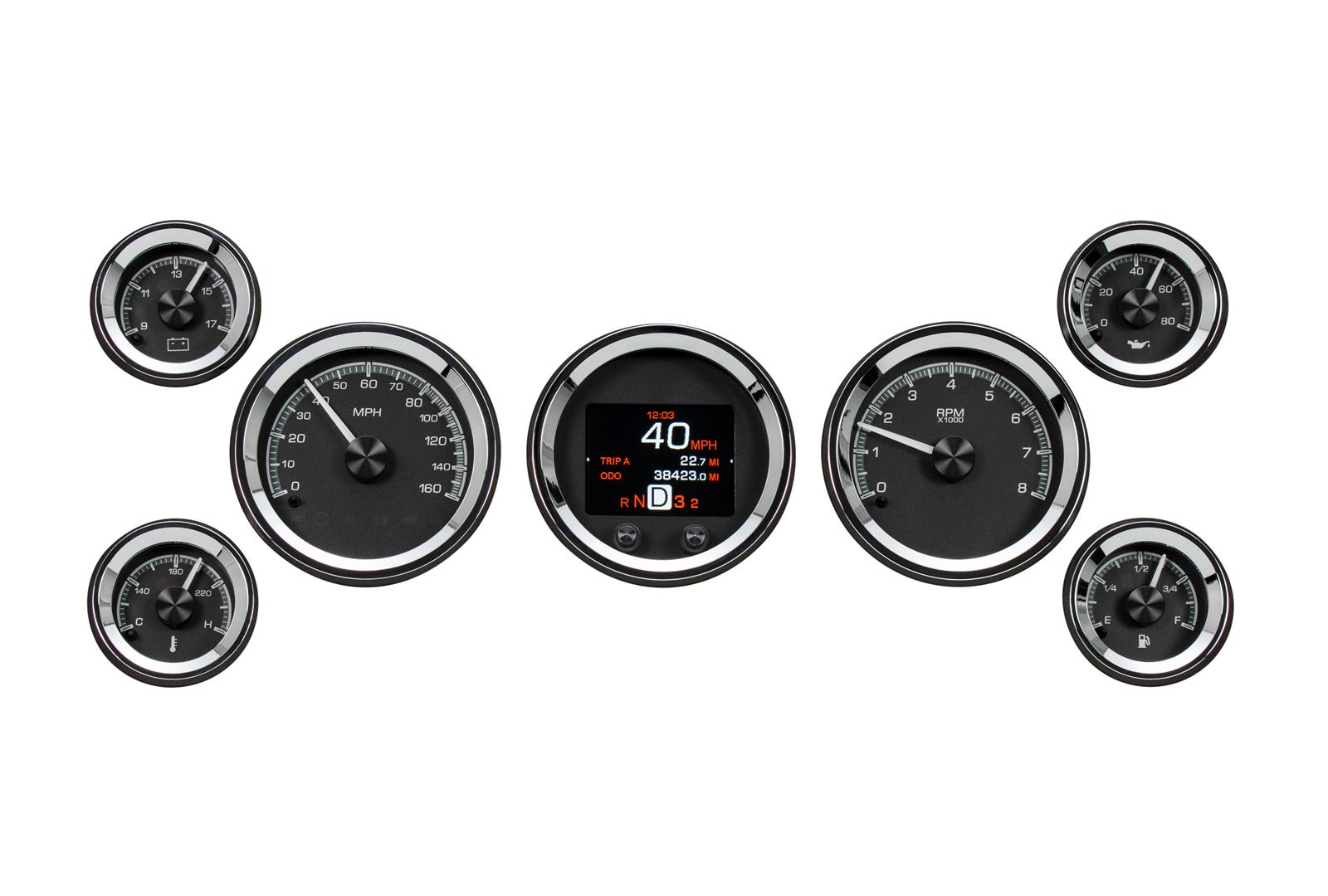 Dakota Digital HDX Series Universal Round Analog Gauge Kits HDX-2070-K