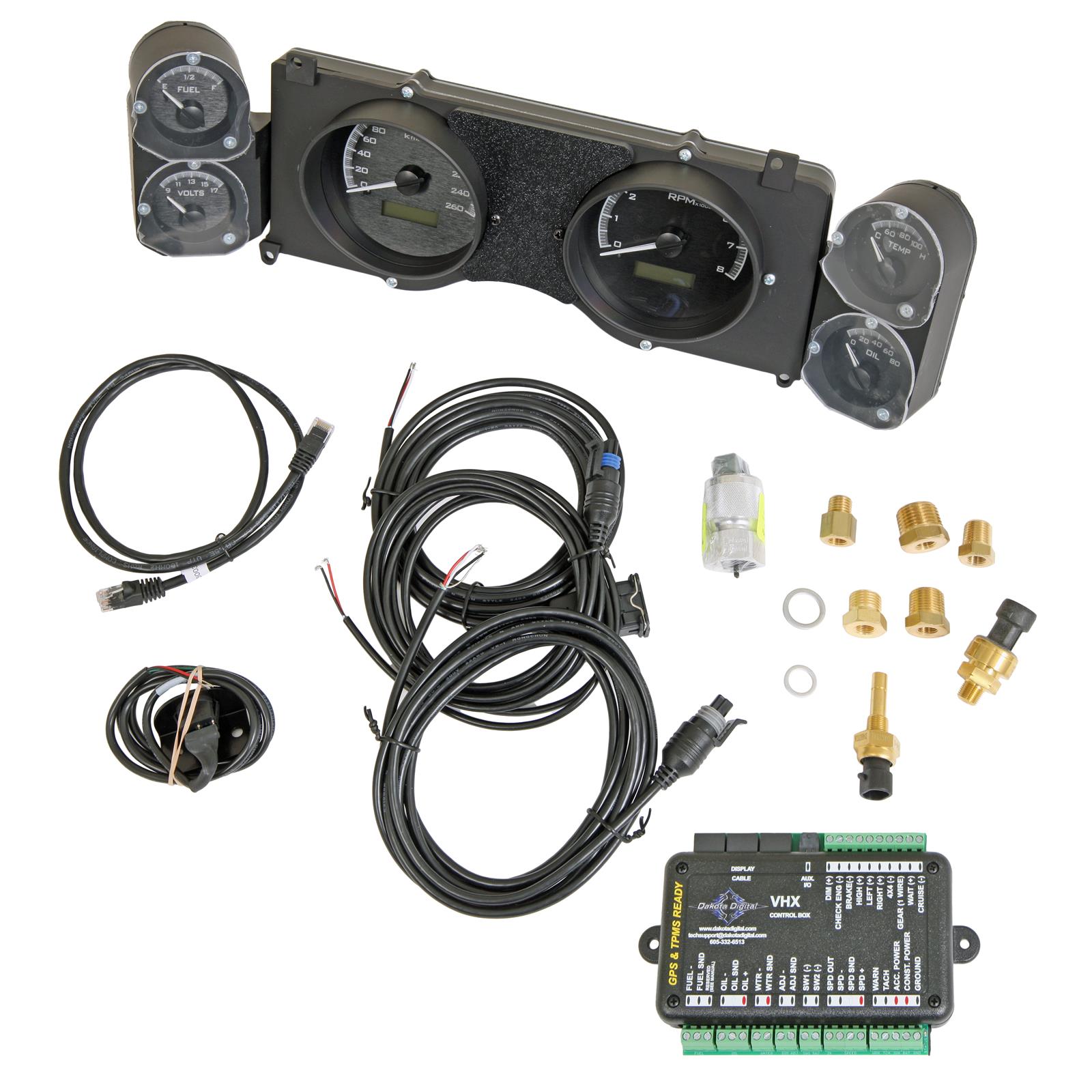 Dakota Digital VHX Series Direct-Fit Analog Gauge Systems MHX-70C-CAM-K-W