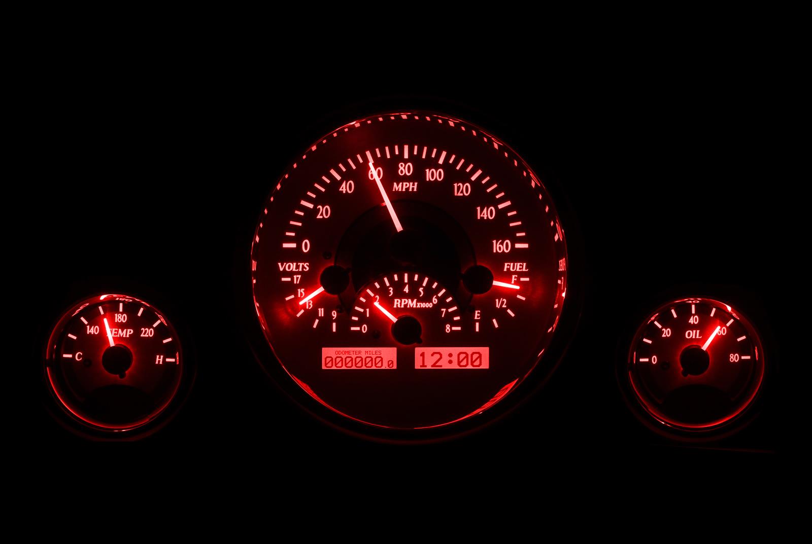 Dakota Digital VHX Series Universal Round Analog Gauge Kits VHX-1013-S-R