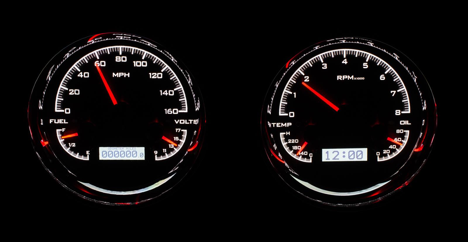 Dakota Digital VHX Series Universal Round Analog Gauge Kits VHX-1014-K-W