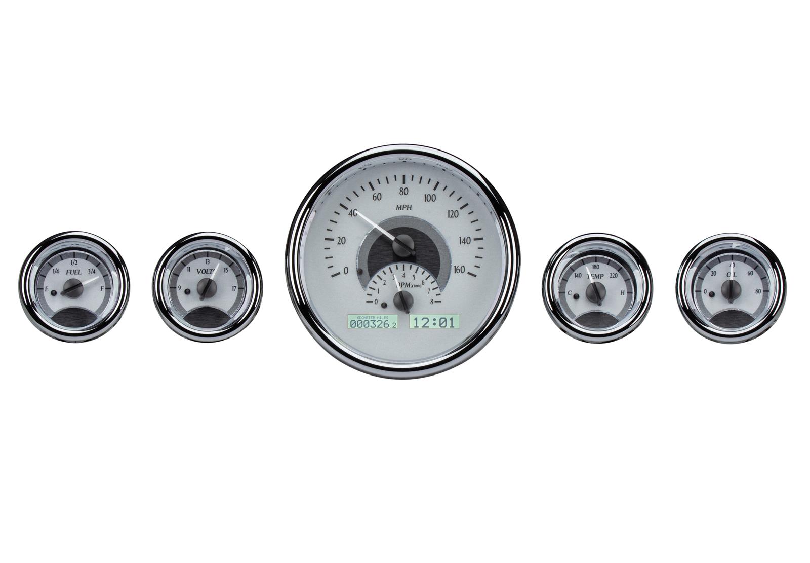 Dakota Digital VHX Series Universal Round Analog Gauge Kits VHX-1015-S-W