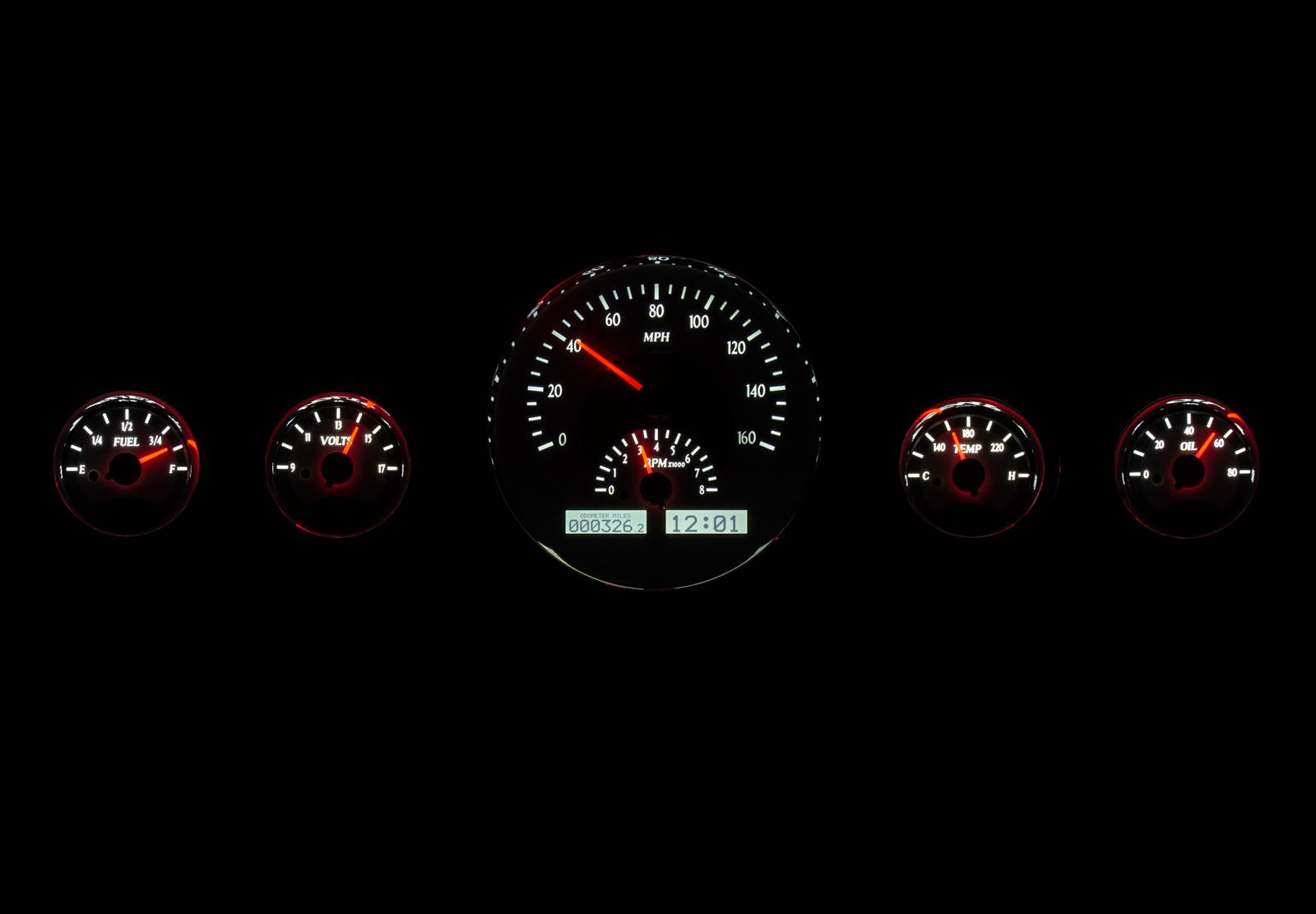 Dakota Digital VHX Series Universal Round Analog Gauge Kits VHX-1015-S-W