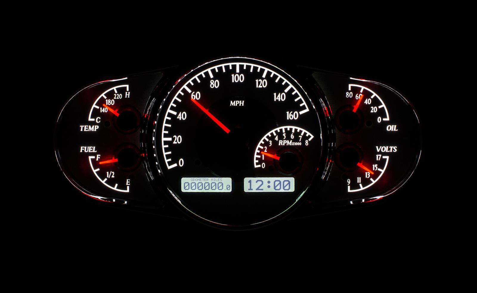 Dakota Digital VHX Series Multi-Level Elliptical Analog Gauge Kits VHX-1016-S-W