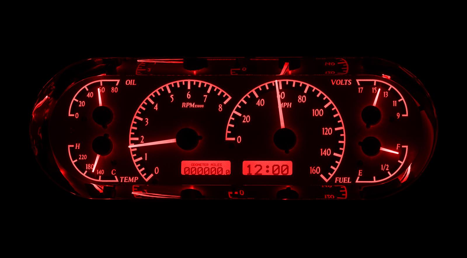 Dakota Digital VHX Series Recessed Oval Analog Gauge Kits VHX-1018-S-R