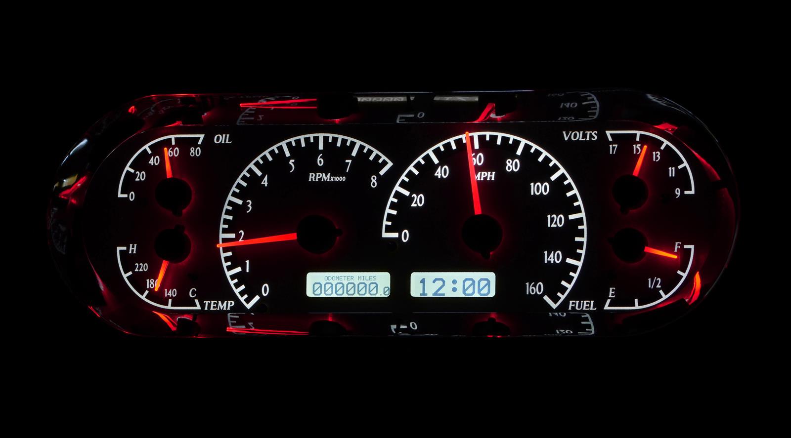 Dakota Digital VHX Series Recessed Oval Analog Gauge Kits VHX-1018-S-W