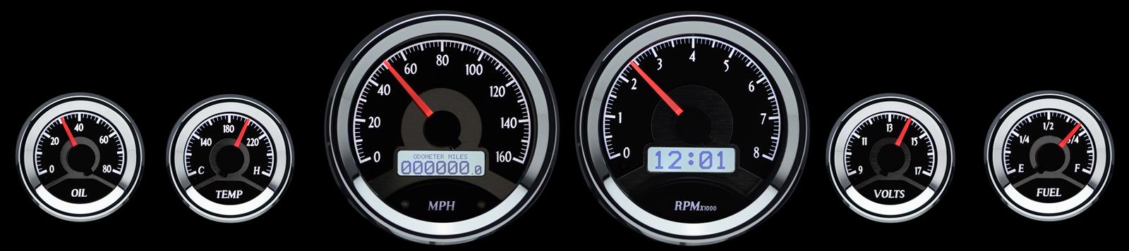 Dakota Digital VHX Series Universal Round Analog Gauge Kits VHX-1060-K-W