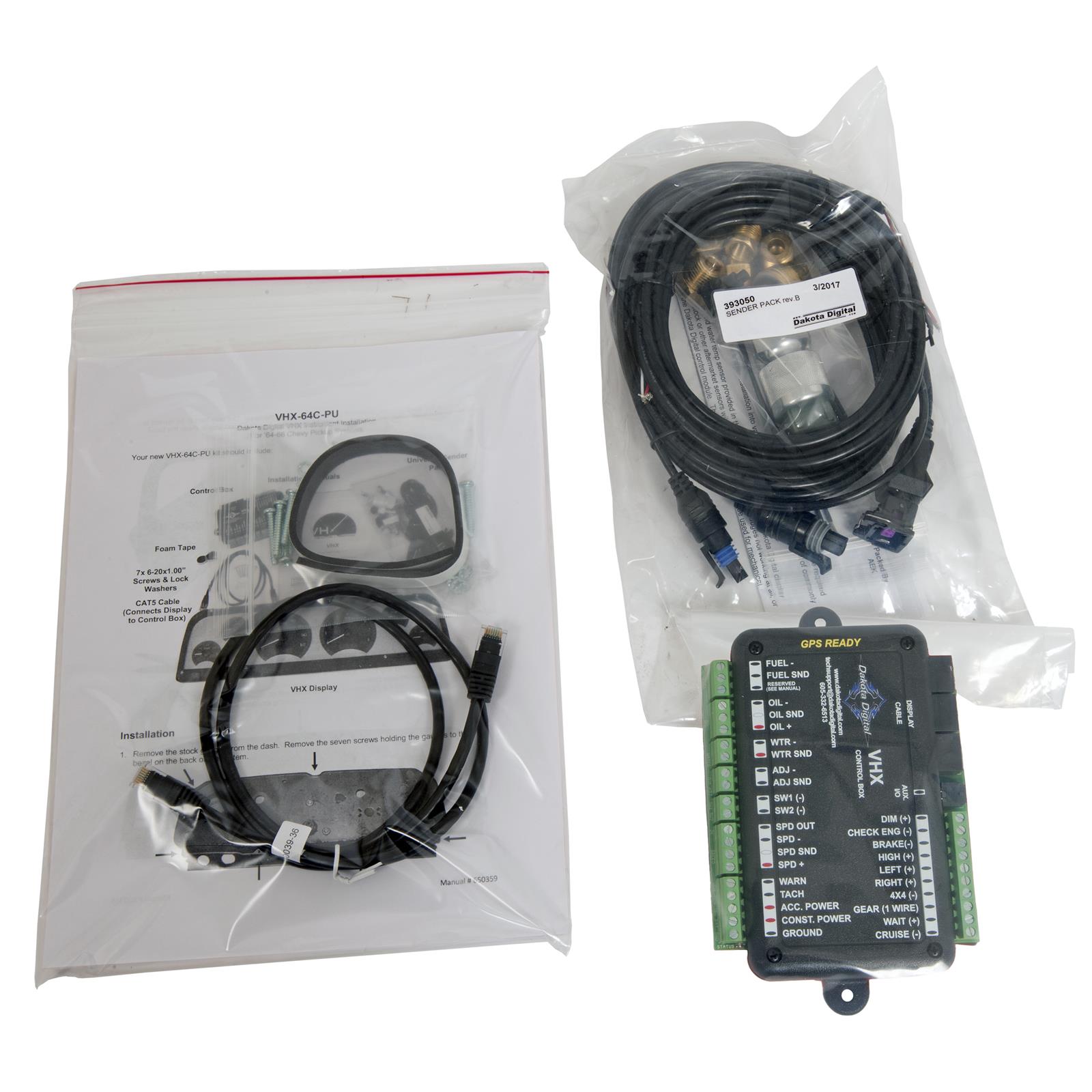 Dakota Digital VHX Series Direct-Fit Analog Gauge Systems VHX-64C-PU-K-W