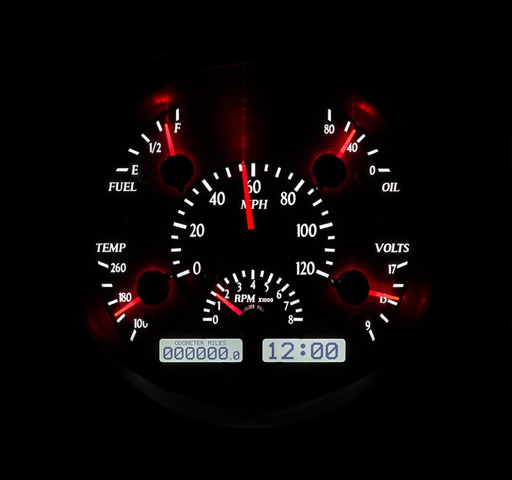 Dakota Digital VHX Series Direct-Fit Analog Gauge Systems VHX-61F-PU-S-W