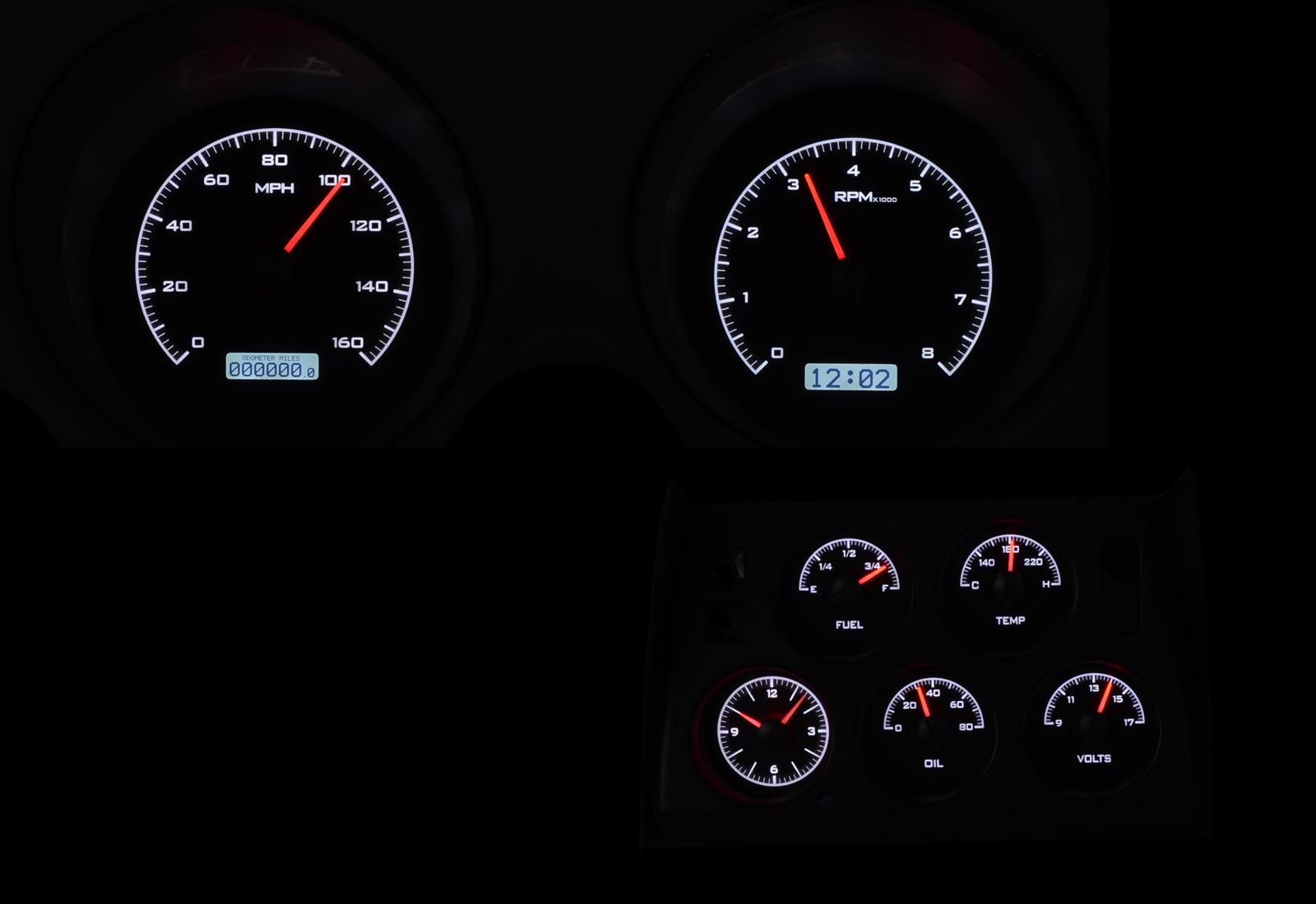 Dakota Digital VHX Series Direct-Fit Analog Gauge Systems VHX-68C-VTA-K-W