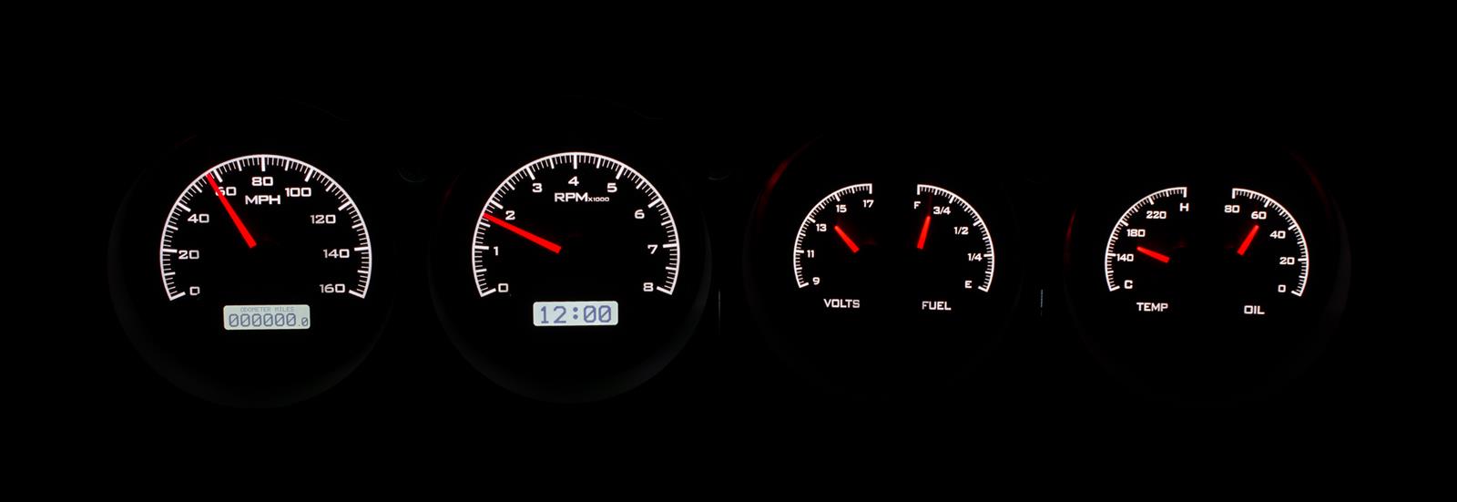 Dakota Digital VHX Series Direct-Fit Analog Gauge Systems VHX-70D-CLG-K-W