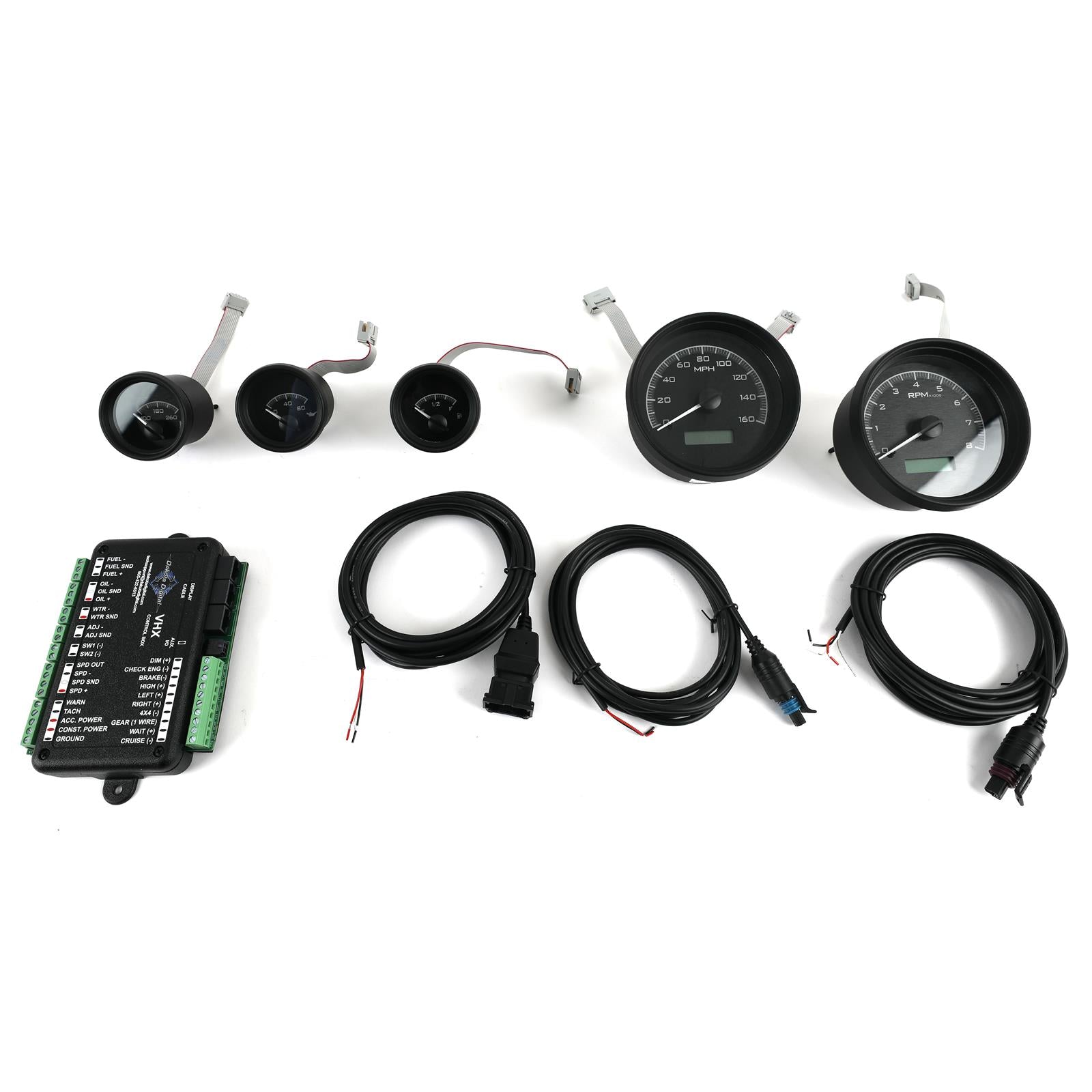 Dakota Digital VHX Series Direct-Fit Analog Gauge Systems VHX-70P-FIR-K-W