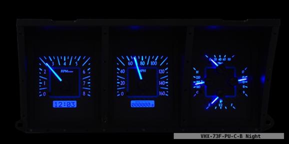 Dakota Digital VHX Series Direct-Fit Analog Gauge Systems VHX-73F-PU-C-B