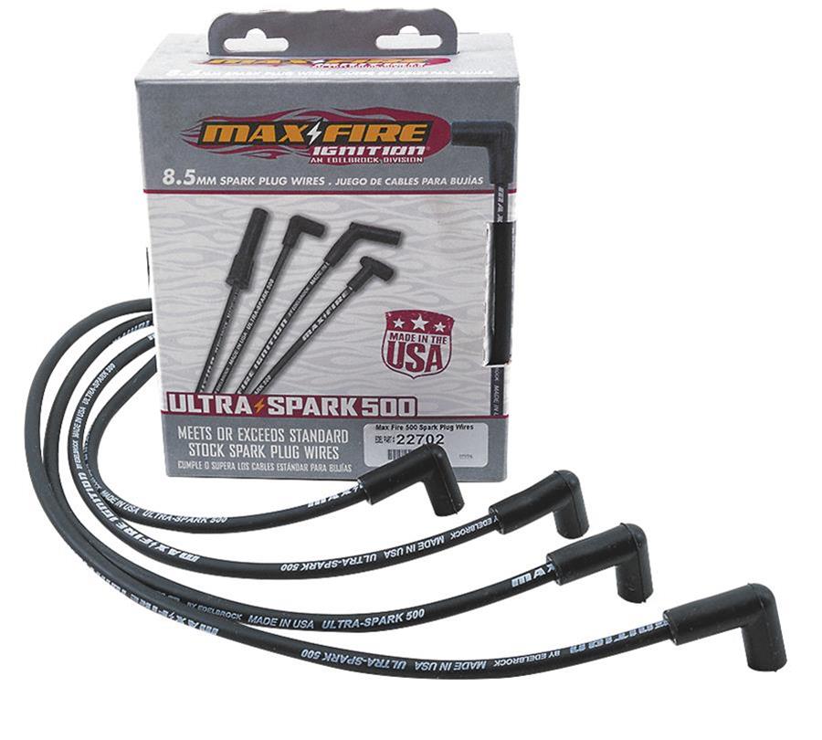 Edelbrock Max-Fire Ultra-Spark 500 Spark Plug Wire Sets 22702