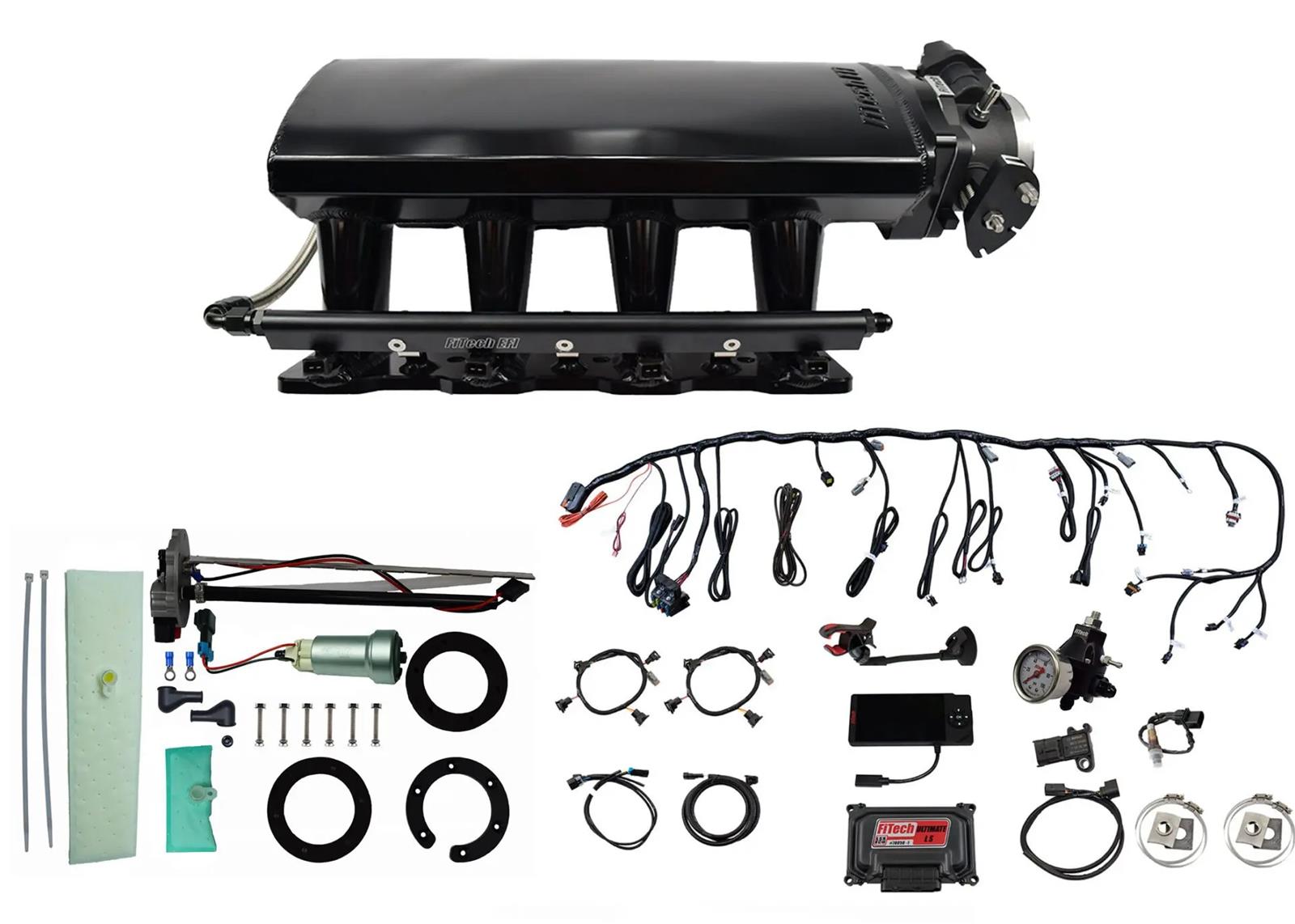 FiTech Ultimate LS EFI 500 HP Fuel Injection Systems with Go Fuel In-Tank Module 76106