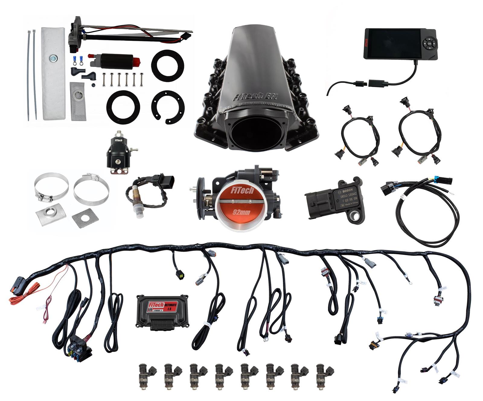 FiTech Ultimate LS EFI 500 HP Fuel Injection Systems with Go Fuel In-Tank Module 76206