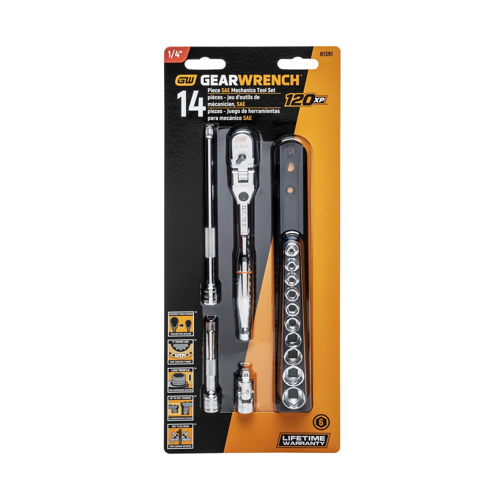 GearWrench 120XP Locking Flex Ratchet/Stubby Socket Mechanics Tool Sets 81391