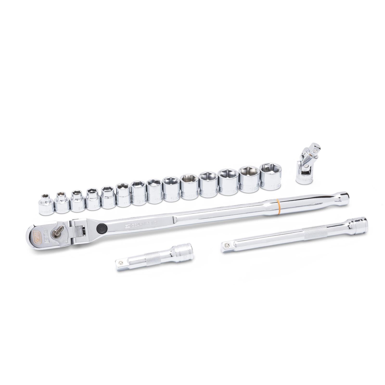 GearWrench 120XP Locking Flex Ratchet/Stubby Socket Mechanics Tool Sets 81392