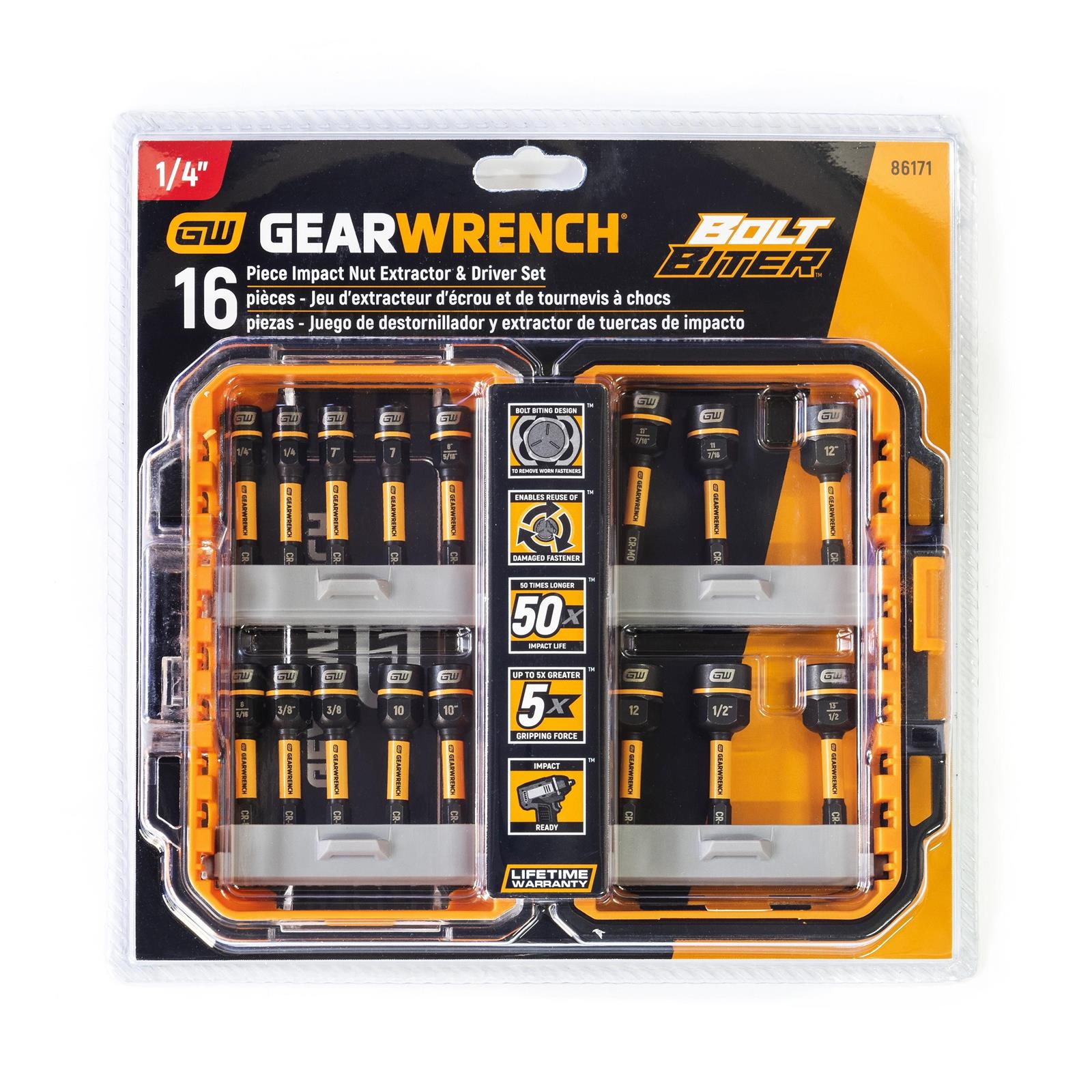 GearWrench Bolt Biter Nut Extractor/Driver Sets 86171
