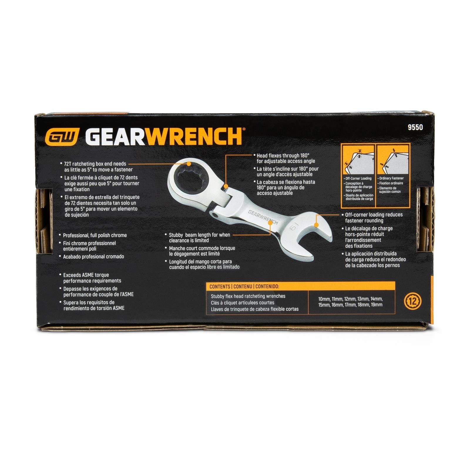 GearWrench Flex Head Ratcheting Combination Wrench Sets 9550