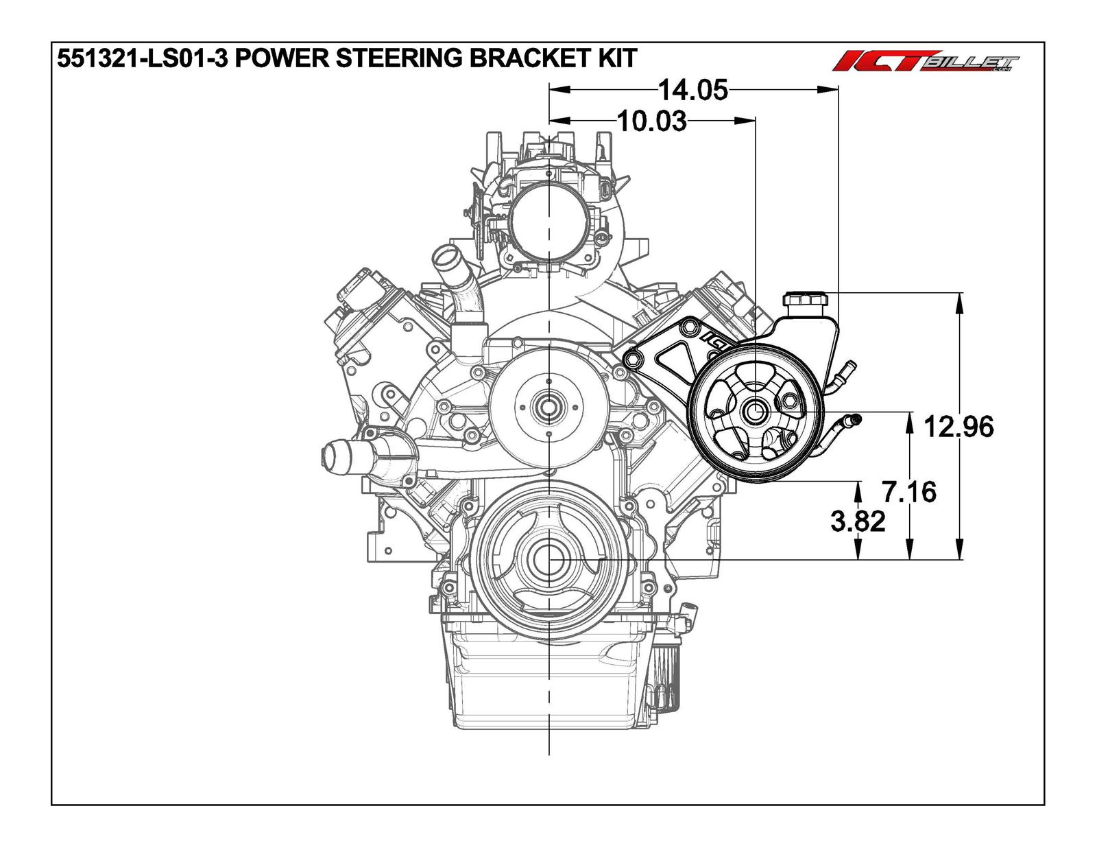 ICT Billet Power Steering Brackets 551321-LS01-3