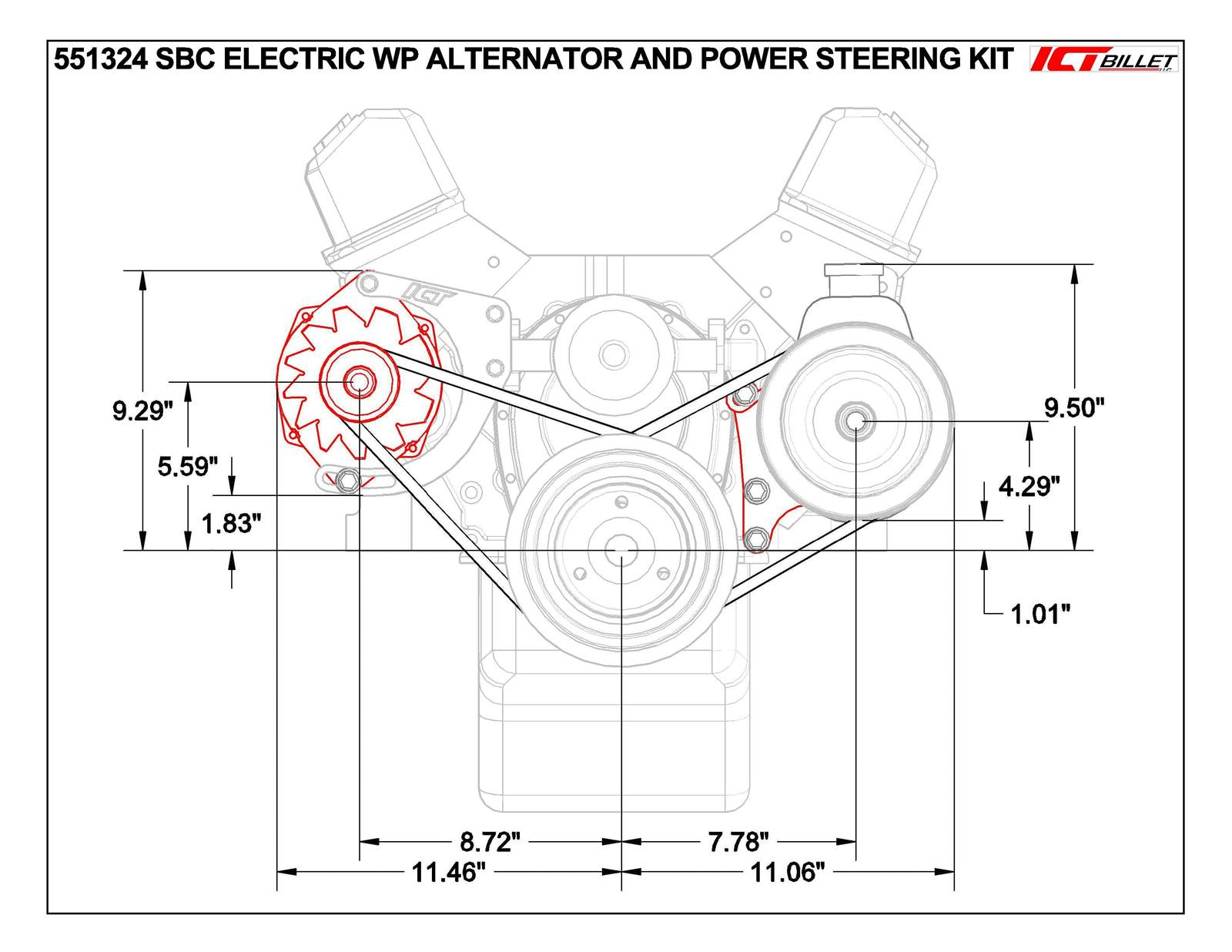 ICT Billet Power Steering Brackets 551360