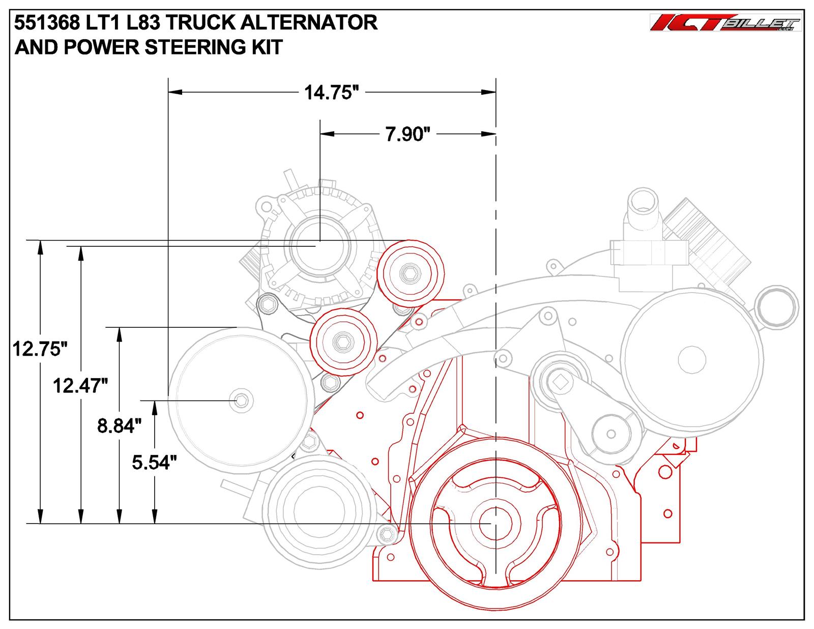 ICT Billet Alternator/Power Steering Bracket Kits 551368