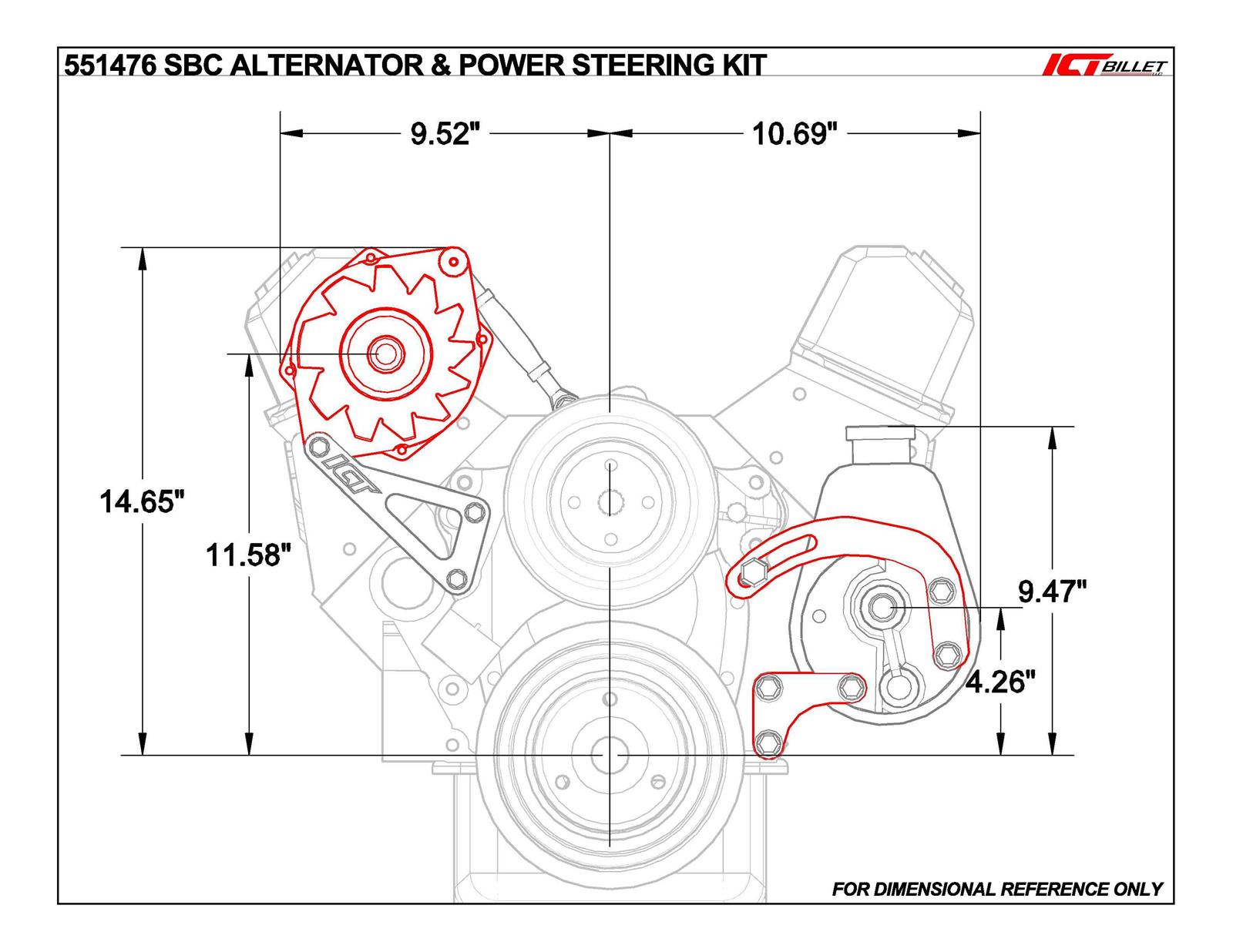 ICT Billet Alternator/Power Steering Bracket Kits 551476