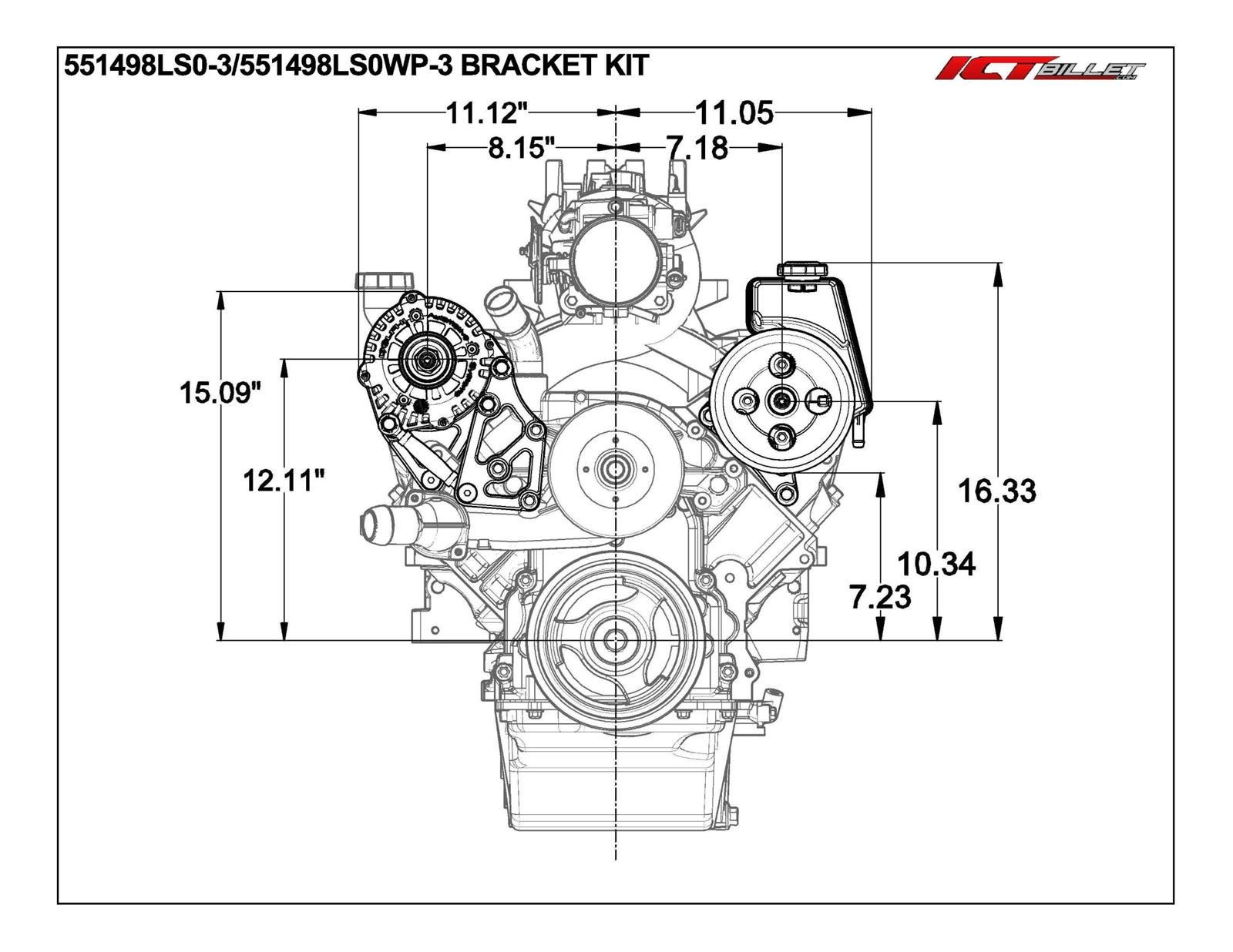 ICT Billet Alternator/Power Steering Bracket Kits 551498LS0-3