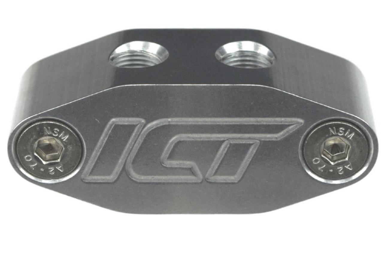 ICT Billet Dual Outlet Oil Feed 90 Degree Adapter Plates 551533